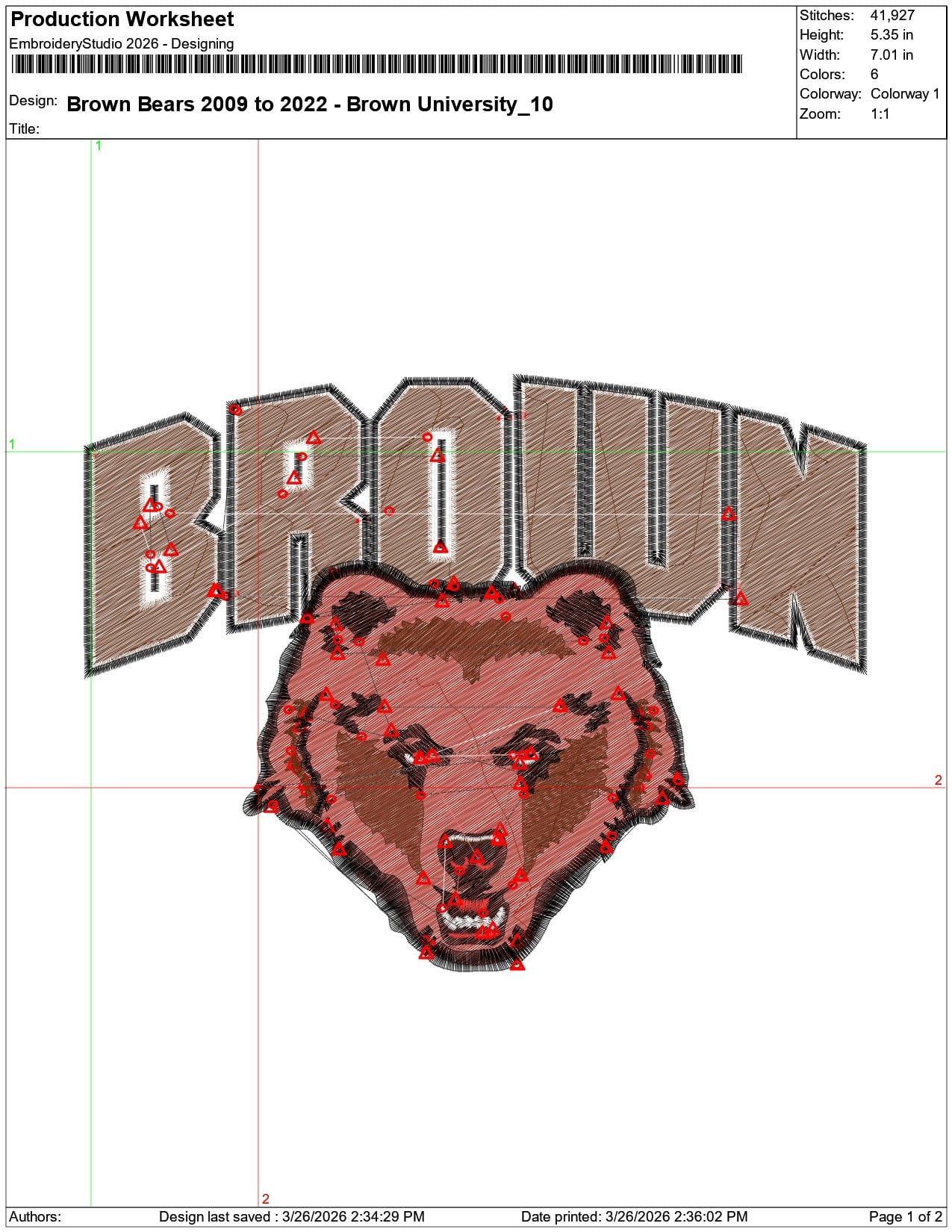 Brown Bears 2009 to 2022 Brown University    - Elegant embroidery design file-instant download — view 3