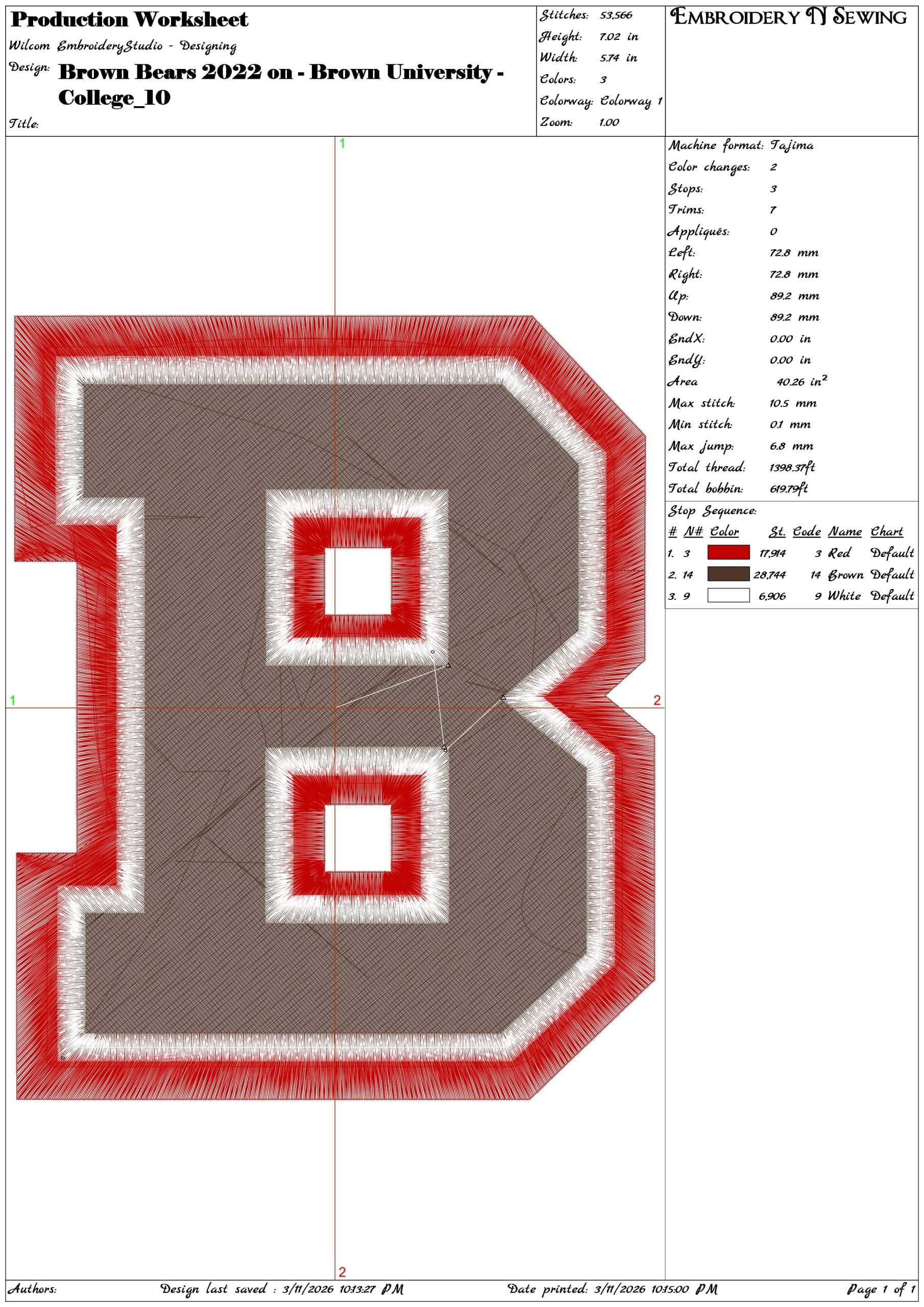Brown Bears 2022 on Brown University    - Elegant embroidery design file-instant download — view 3