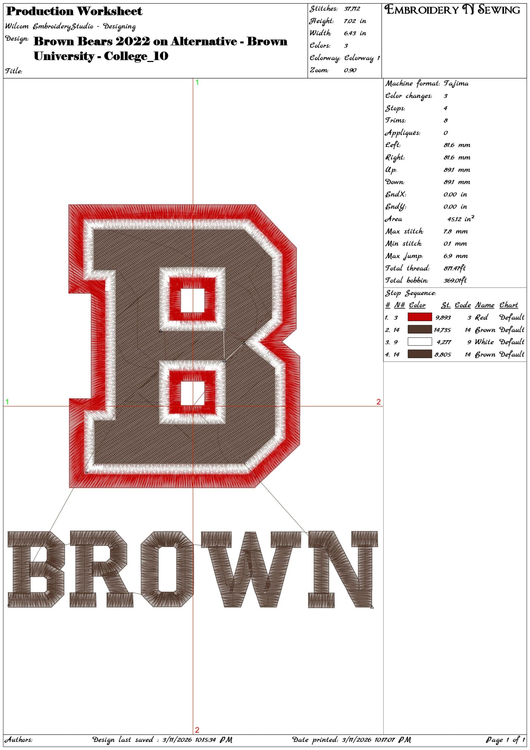 Brown Bears 2022 on Alternative Brown University    - Elegant embroidery design file-instant download — view 3