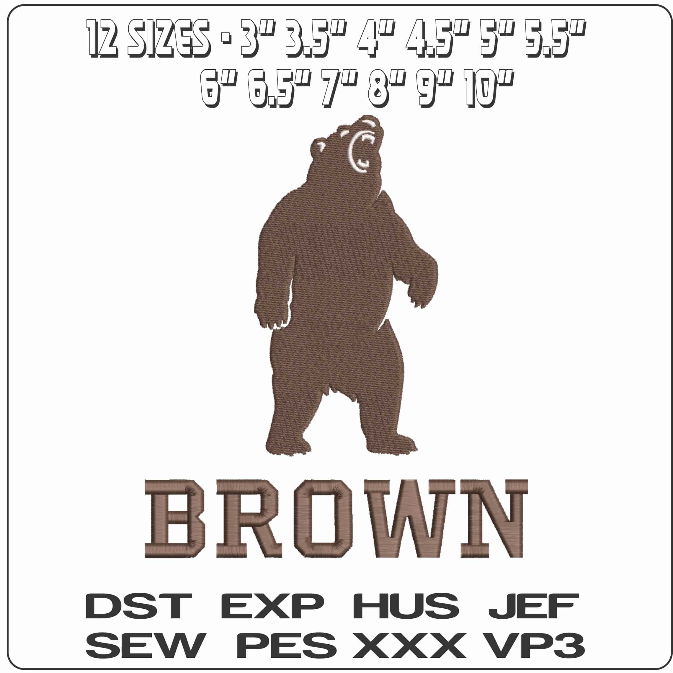 Brown Bears Secondary Logo Brown University    - Elegant embroidery design file-instant download — view 2