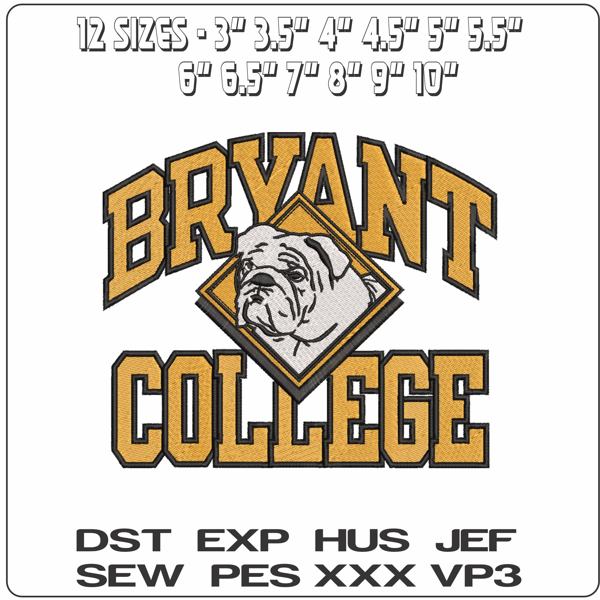 Bryant Bulldogs 1994 to 2004 Bryant University    - Elegant embroidery design file-instant download — view 2