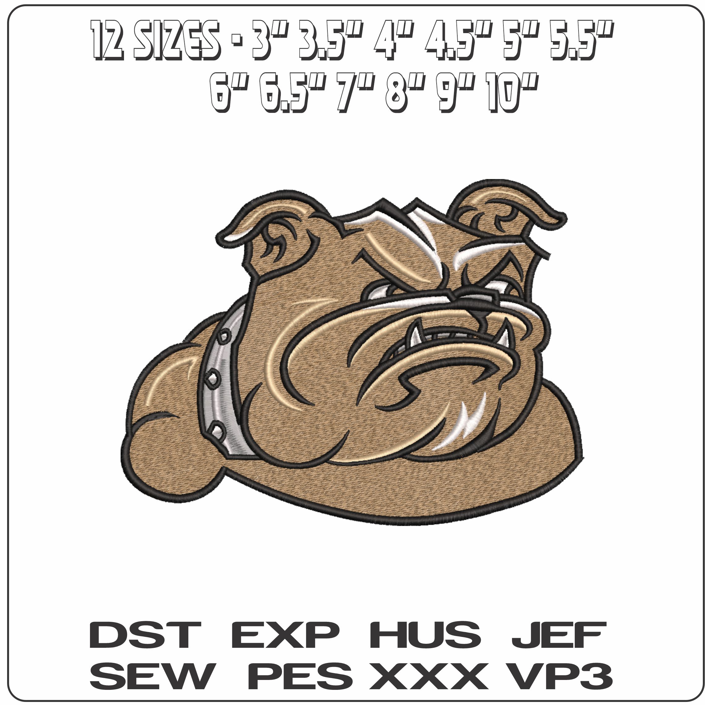 Bryant Bulldogs Mascot Tupper Bryant University    - Elegant embroidery design file-instant download — view 2