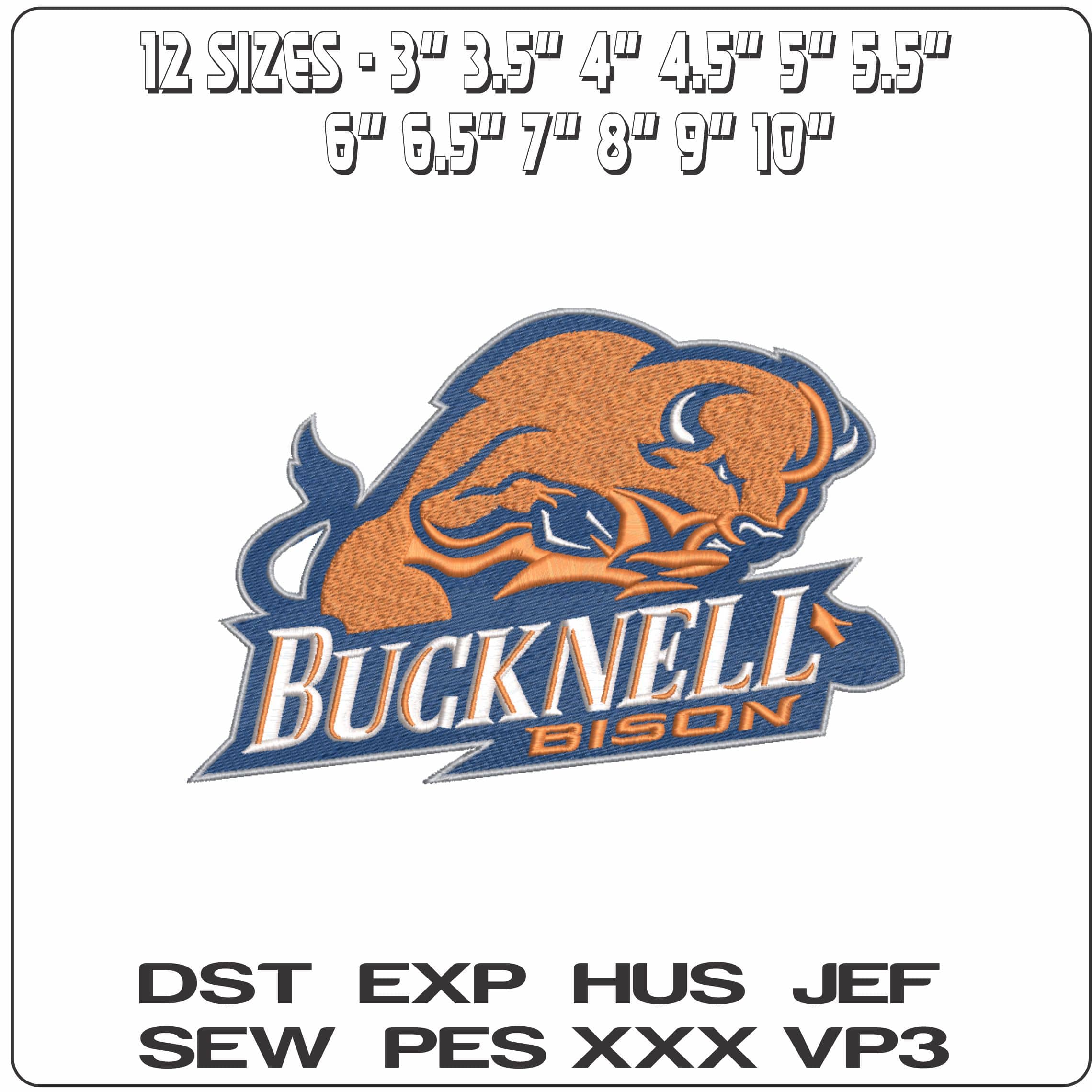 Bucknell Bison 2002 on Bucknell University    - Elegant embroidery design file-instant download — view 2