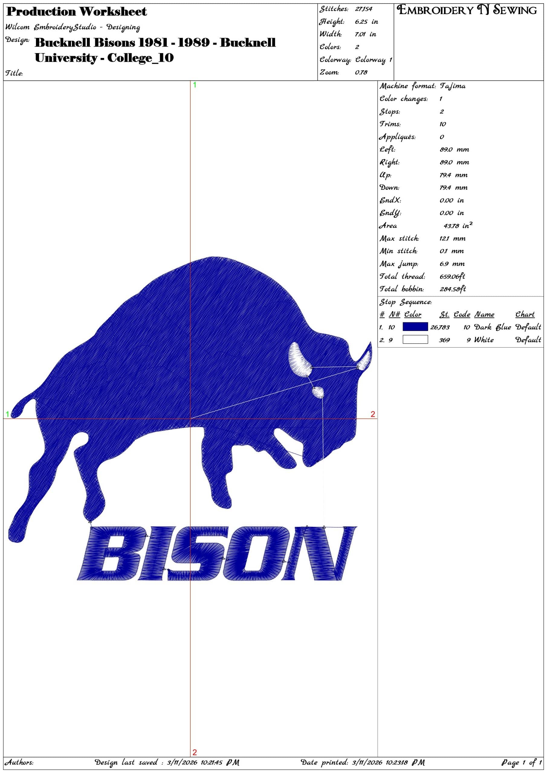 Bucknell Bisons 1981 1989 Bucknell University    - Elegant embroidery design file-instant download — view 3