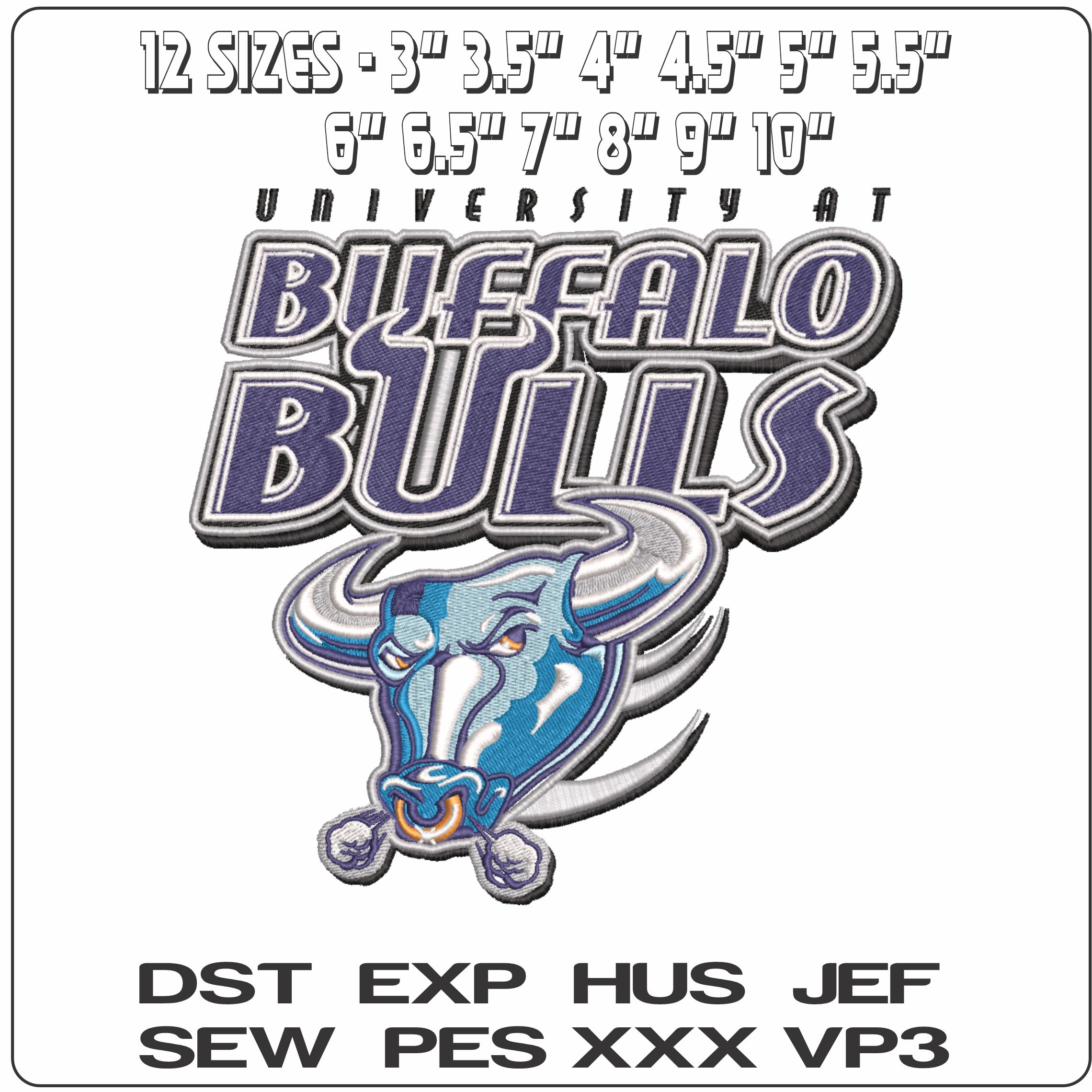 Buffalo Bulls 1997 to 2006 University of Buffalo    - Elegant embroidery design file-instant download — view 2
