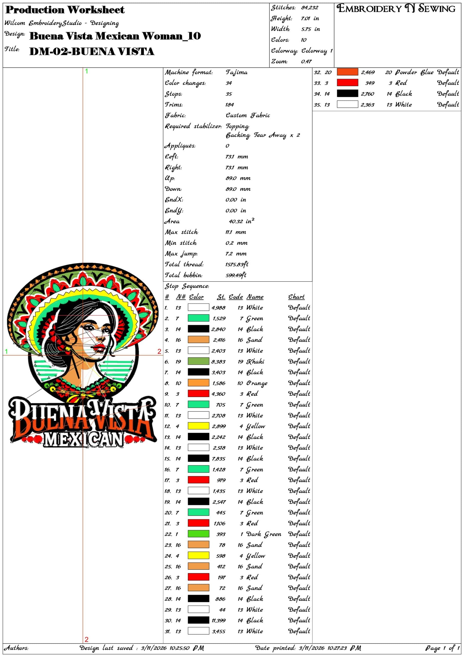 Buena Vista Mexican Woman    - Elegant embroidery design file-instant download — view 3