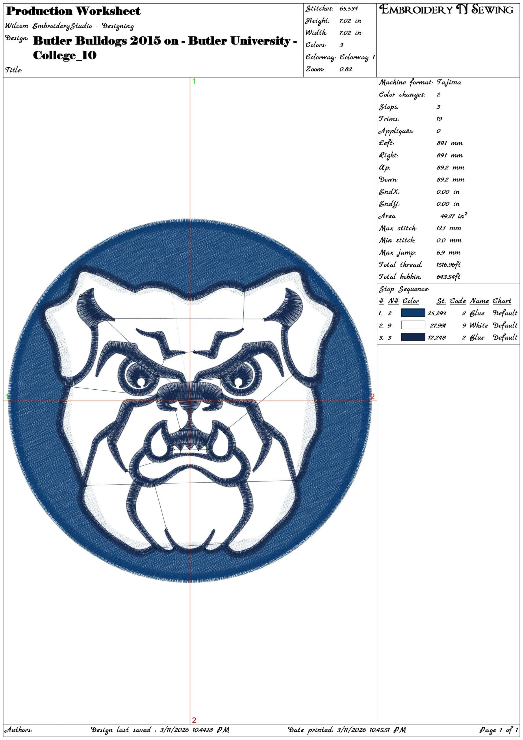 Butler Bulldogs 2015 on Butler University    - Elegant embroidery design file-instant download — view 3