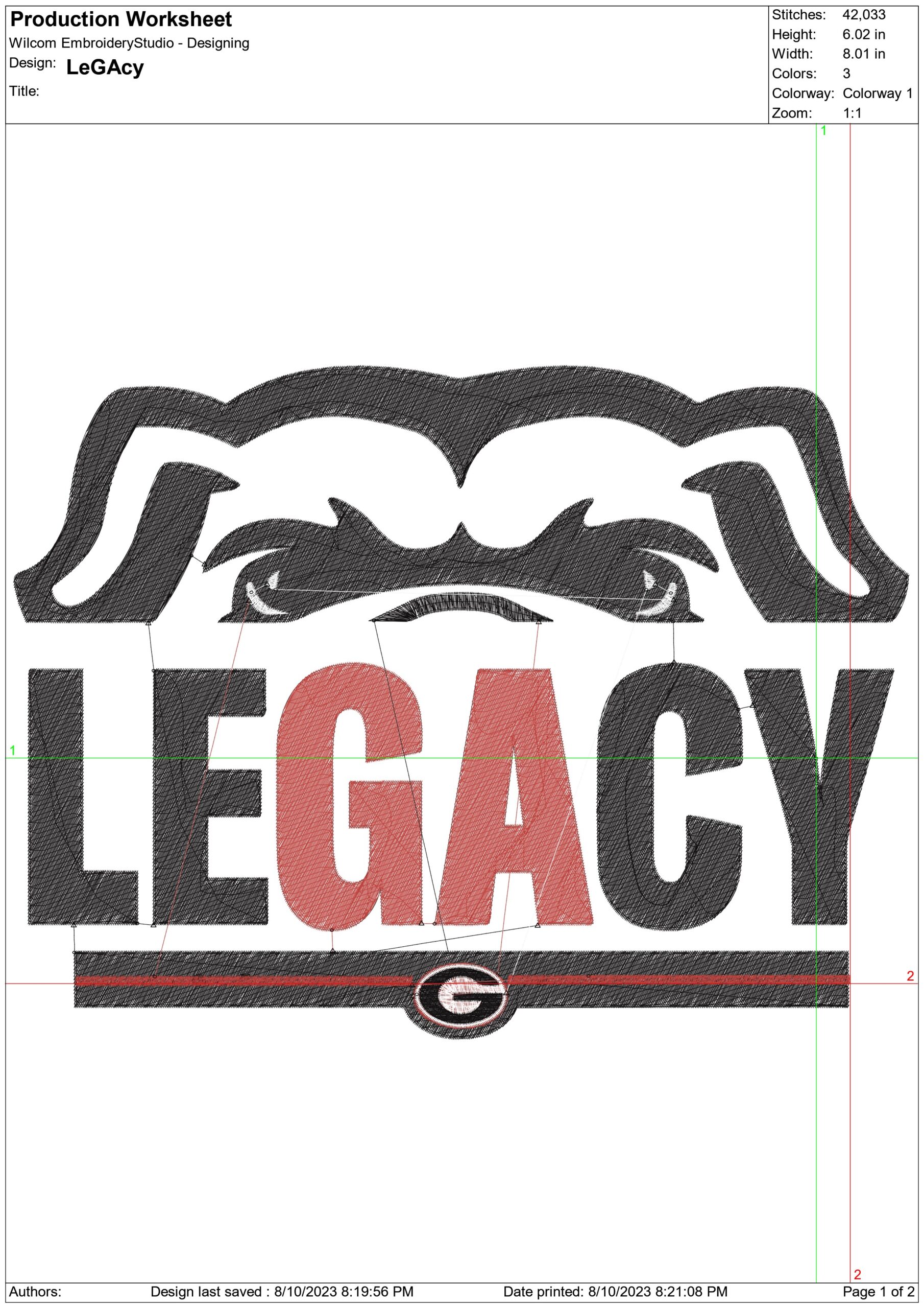 Georgia Bulldogs Athletics LeGAcy embroidery design - University of Georgia embroidery machine pattern embroidery file - instant download — view 2