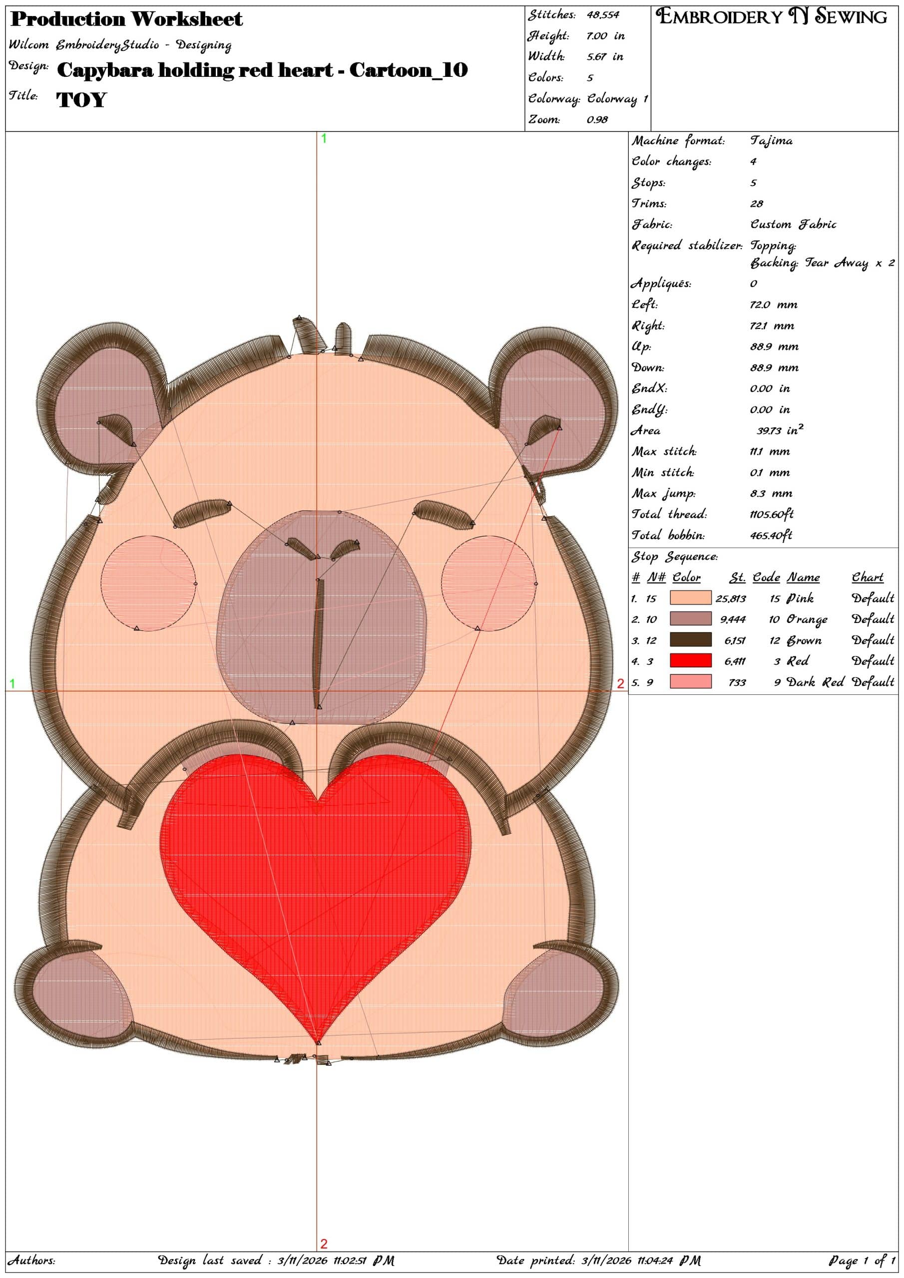 Capybara holding red heart Cartoon    - Elegant embroidery design file-instant download — view 3
