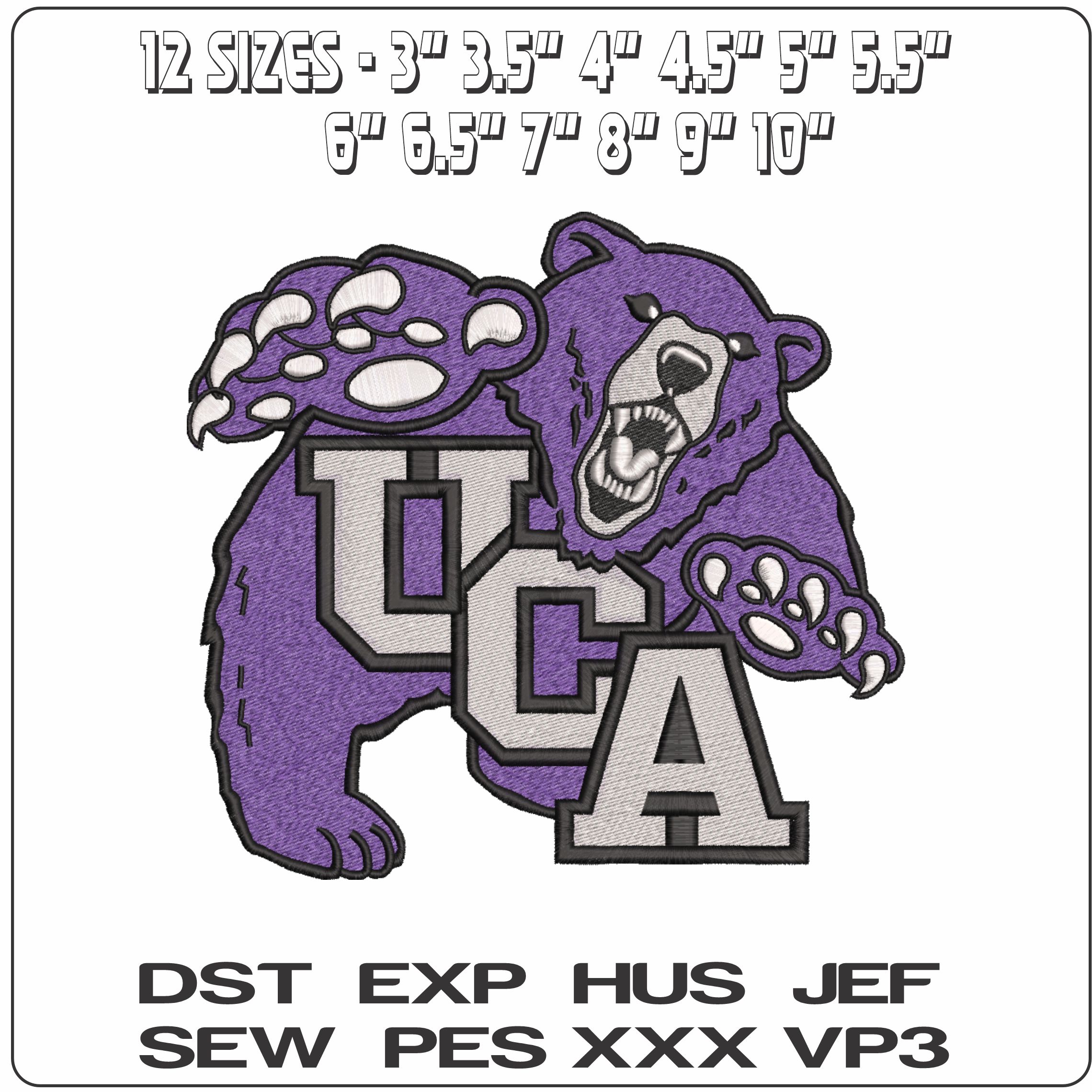 Central Arkansas Bears 1993 to 2009 University    - Elegant embroidery design file-instant download — view 2