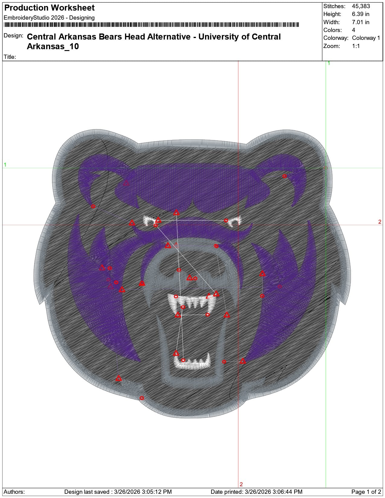 Central Arkansas Bears Head Alternative University    - Elegant embroidery design file-instant download — view 3