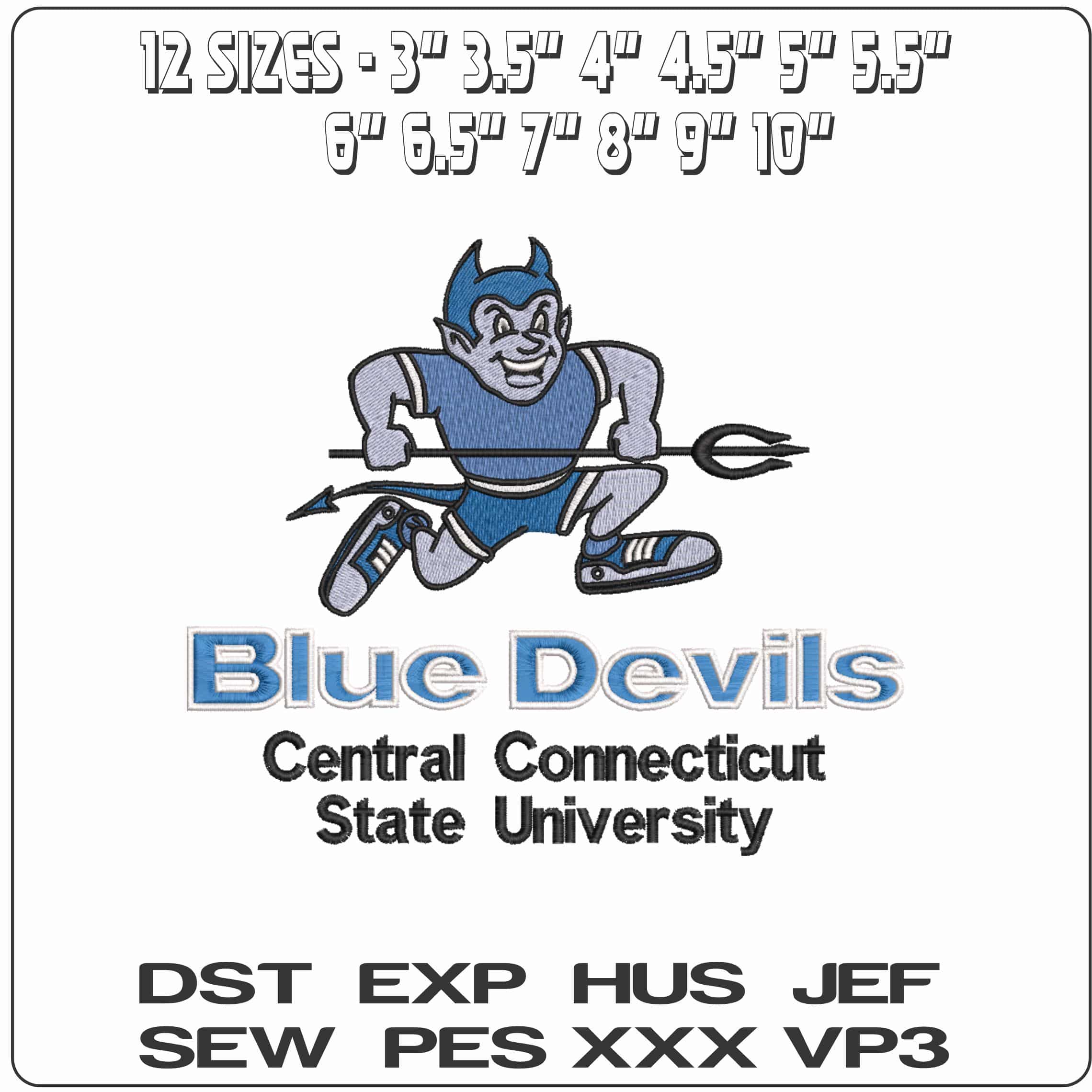 Central Connecticut Blue Devils 1994 to 2010 Central University    - Elegant embroidery design file-instant download — view 2
