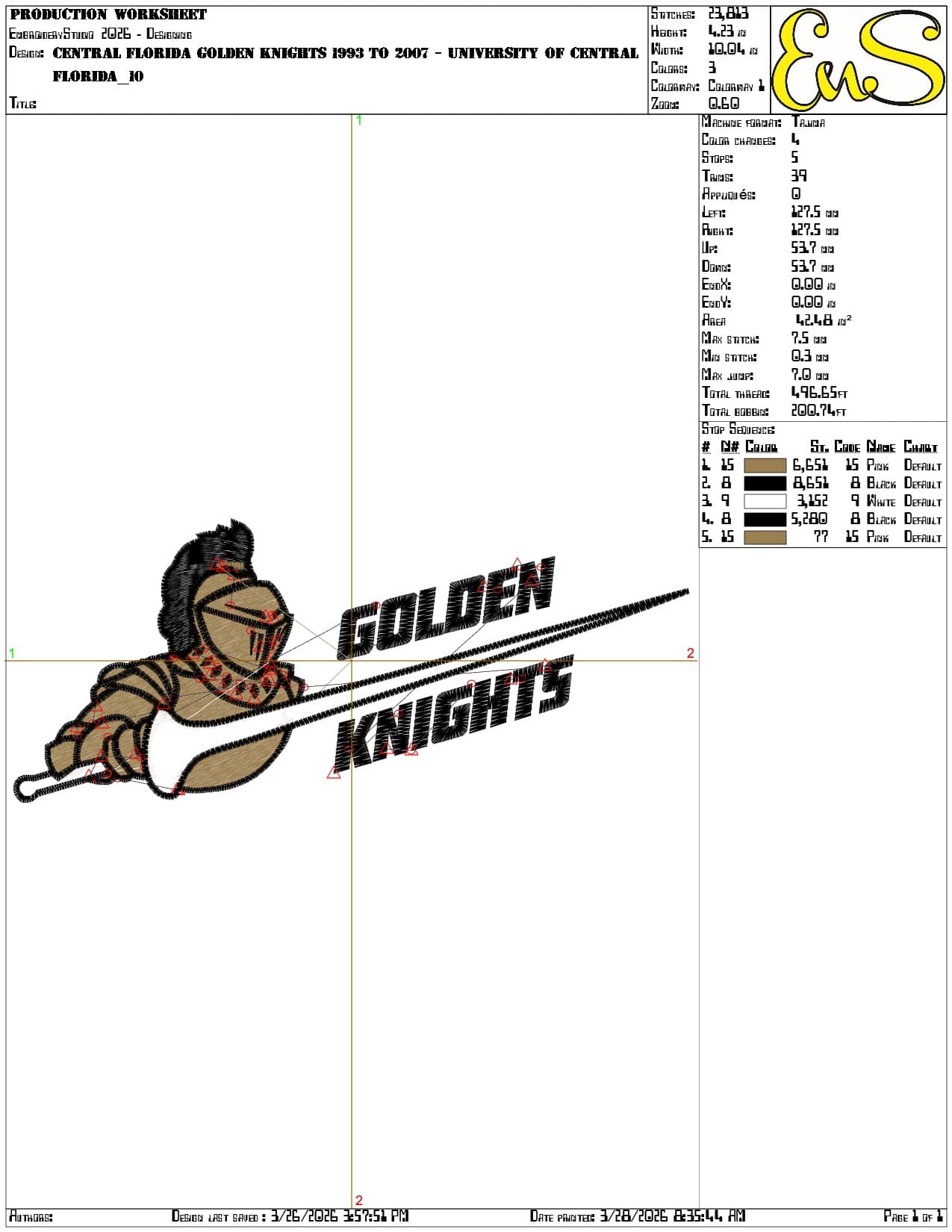 Central Florida Golden Knights 1993 to 2007 University    - Elegant embroidery design file-instant download — view 3