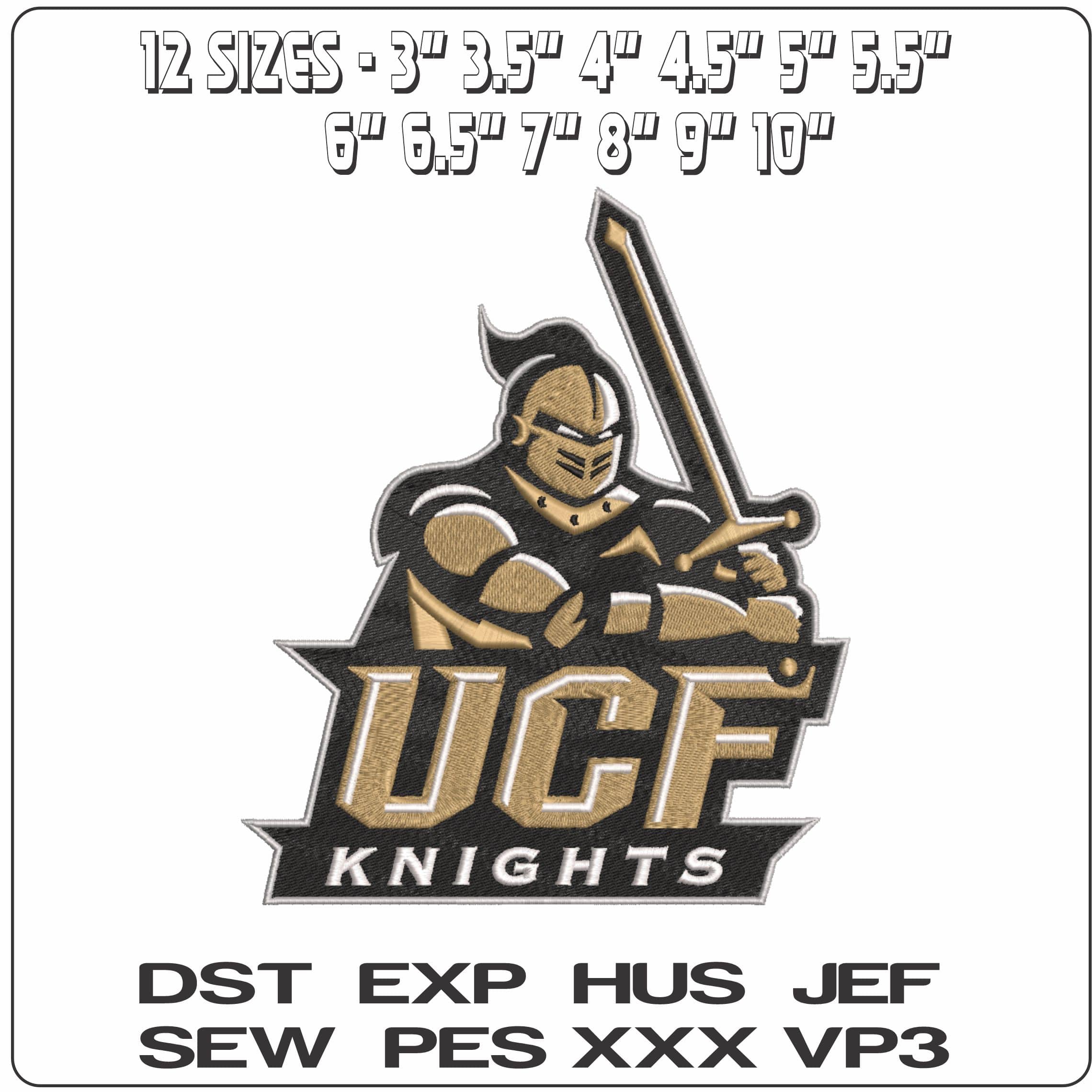 Central Florida Knights 2007 to 2012 University    - Elegant embroidery design file-instant download — view 2