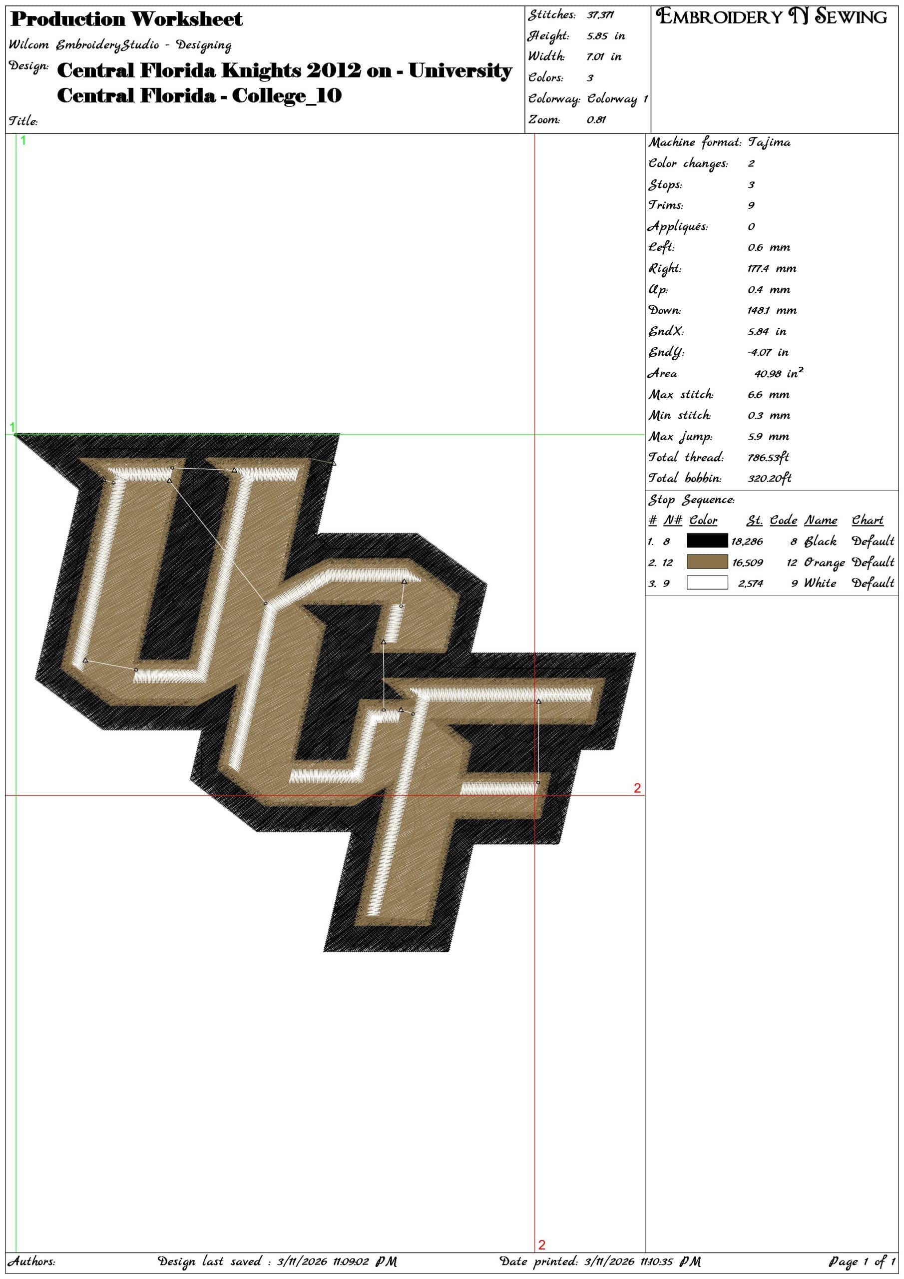 Central Florida Knights 2012 on University    - Elegant embroidery design file-instant download — view 3