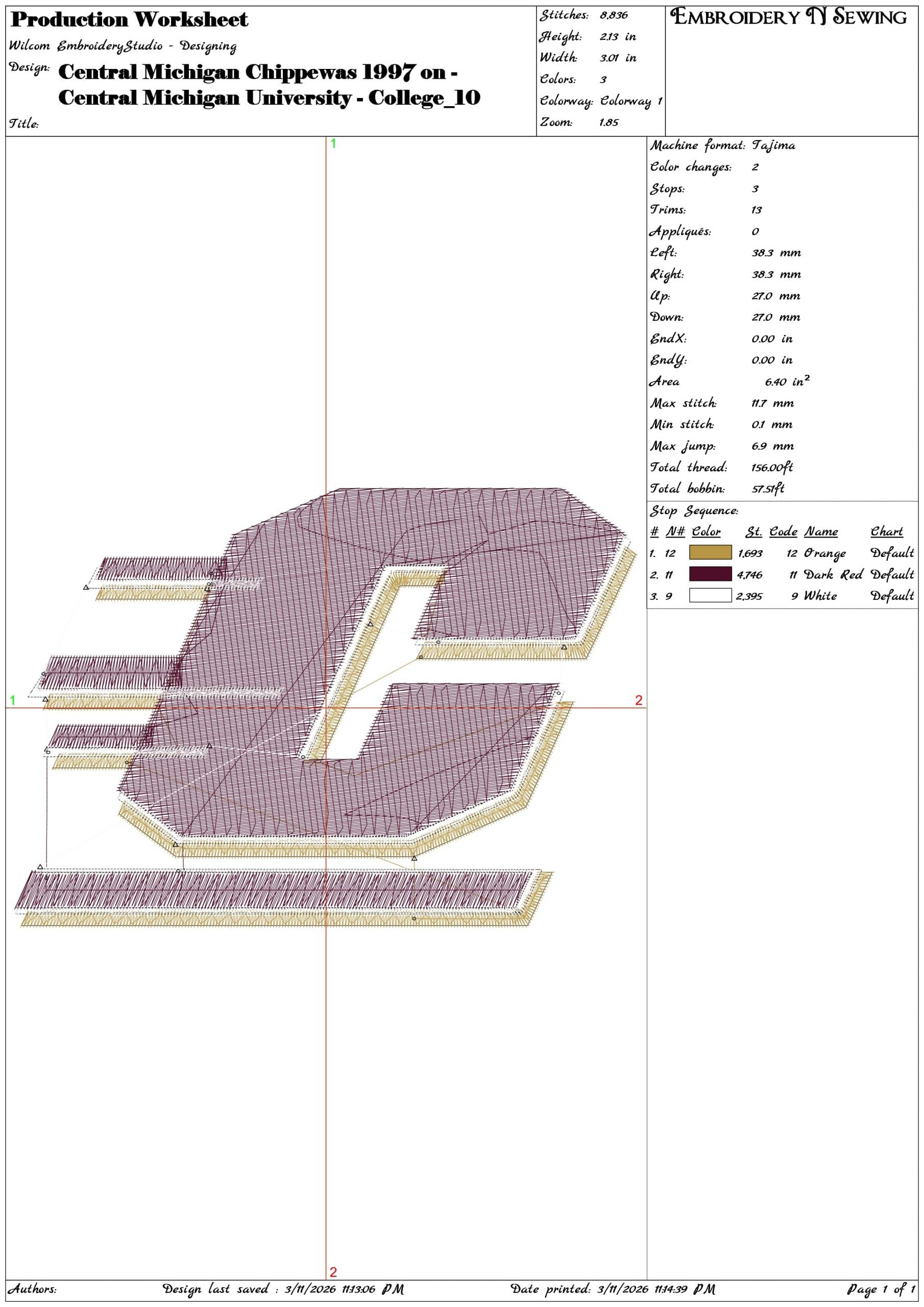 Central Michigan Chippewas 1997 on Central Michigan University    - Elegant embroidery design file-instant download — view 3