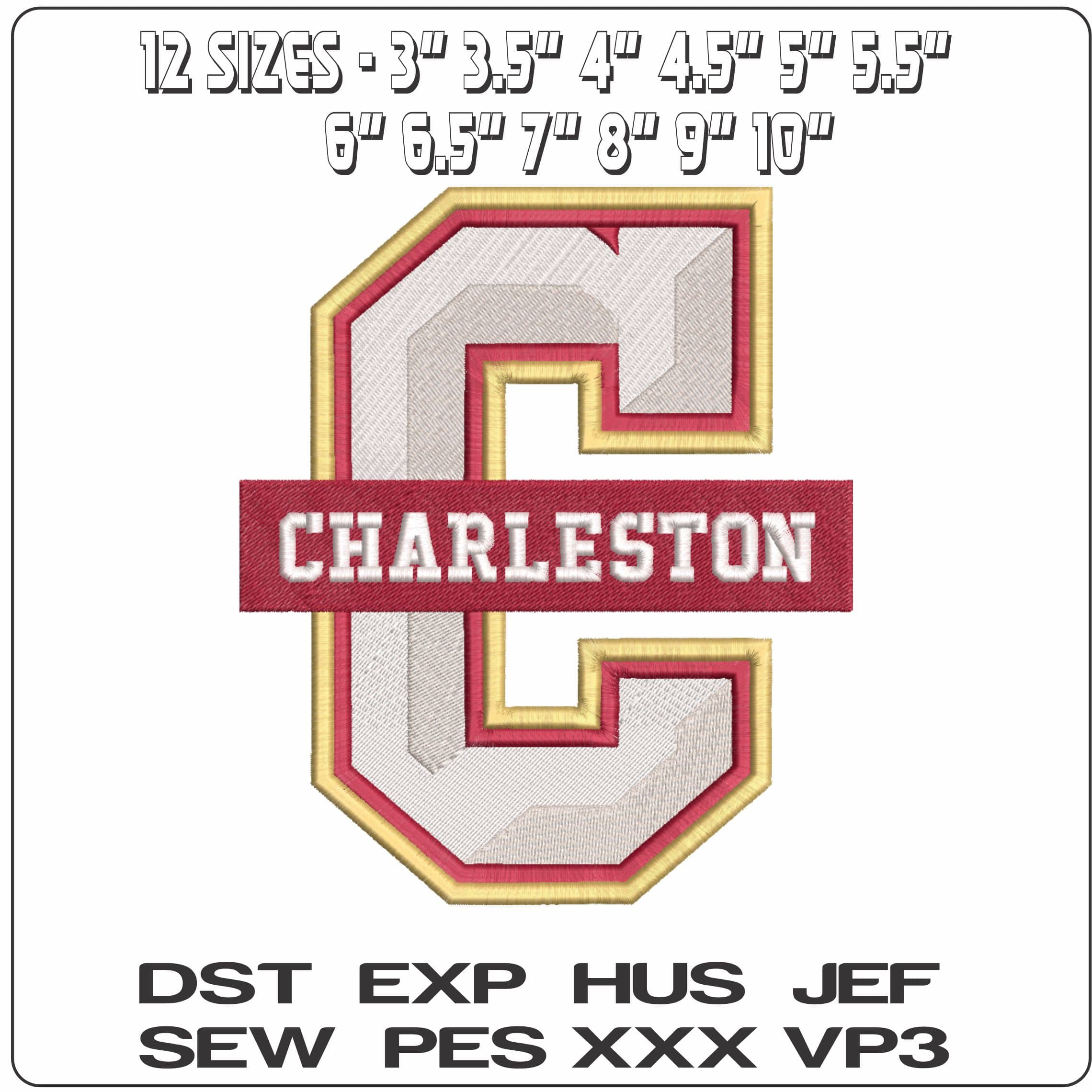 Charleston Cougars 2013 on College of Charleston    - Elegant embroidery design file-instant download — view 2