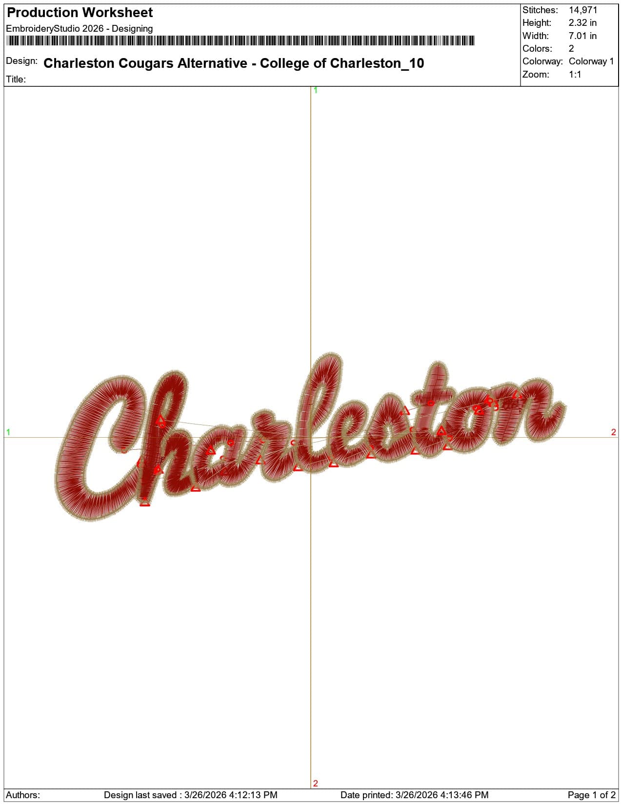 Charleston Cougars Alternative College of Charleston    - Elegant embroidery design file-instant download — view 3