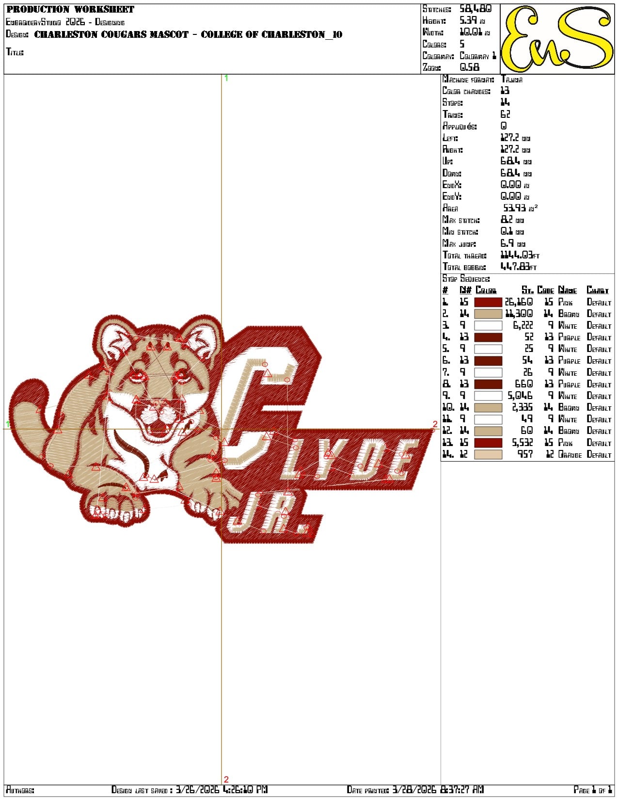 Charleston Cougars Mascot College of Charleston    - Elegant embroidery design file-instant download — view 3