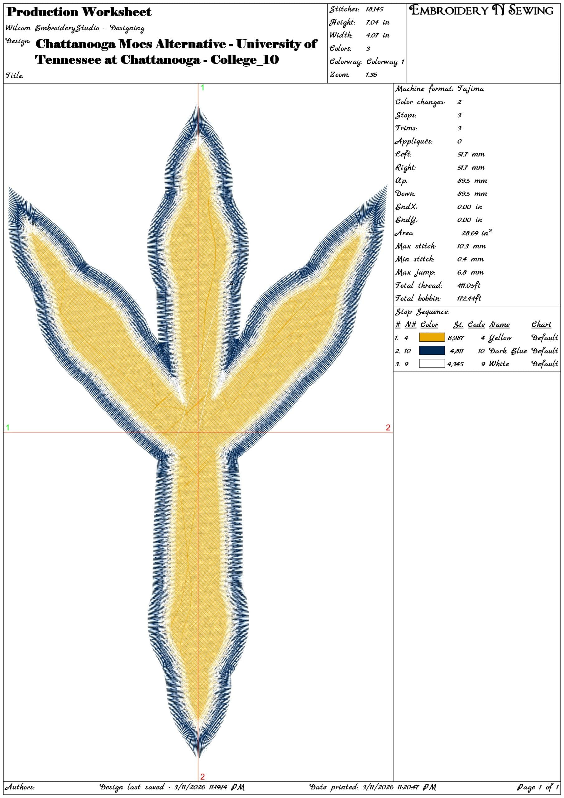 Chattanooga Mocs Alternative University of Tennessee    - Elegant embroidery design file-instant download — view 3