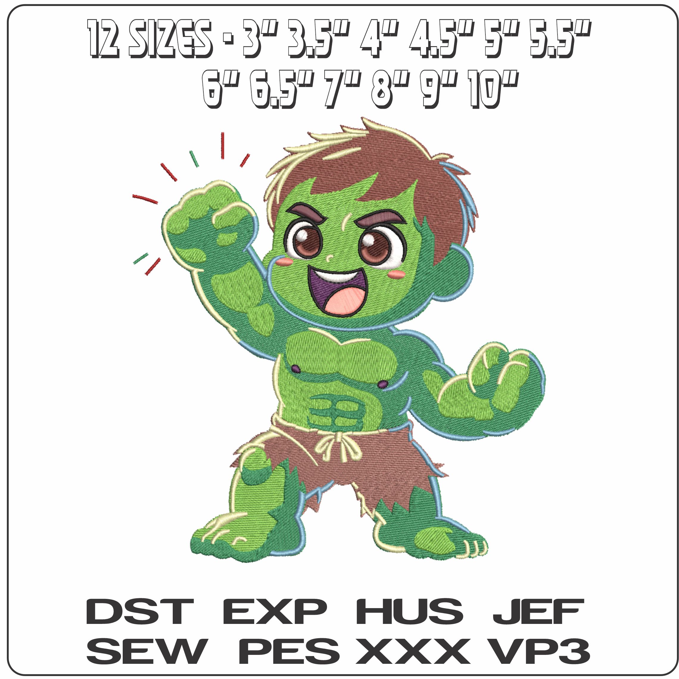 Chibi Baby Hulk Marvel Comics    - Elegant embroidery design file-instant download — view 2