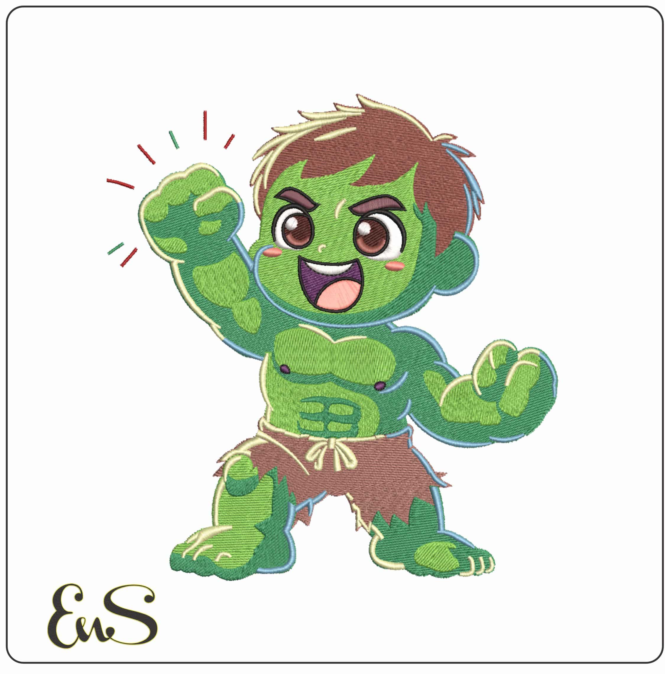 Chibi Baby Hulk Marvel Comics    - Elegant embroidery design file-instant download