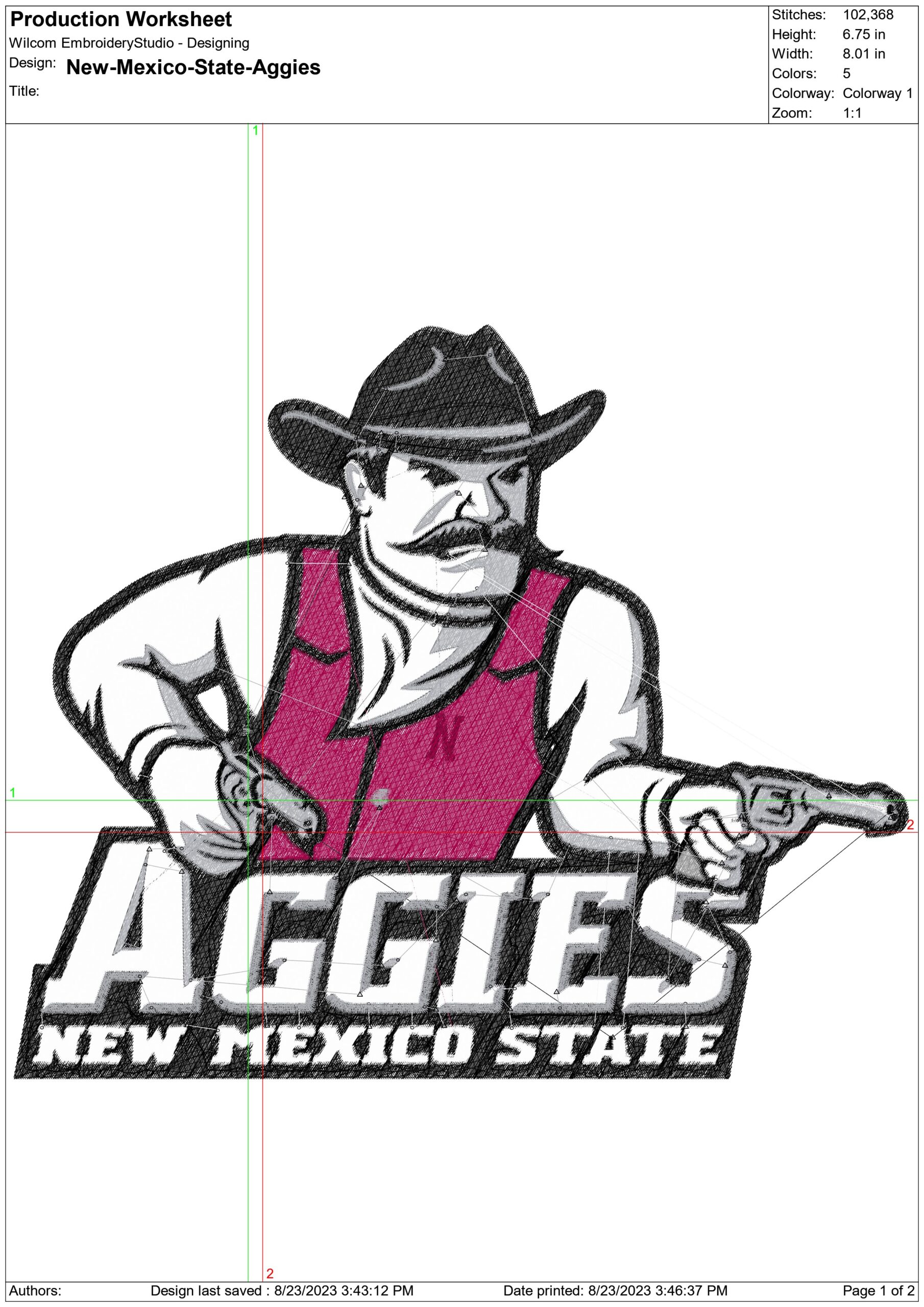 New Mexico State Aggies men's basketball embroidery design - New Mexico State University embroidery machine pattern embroidery file - instant download — view 2
