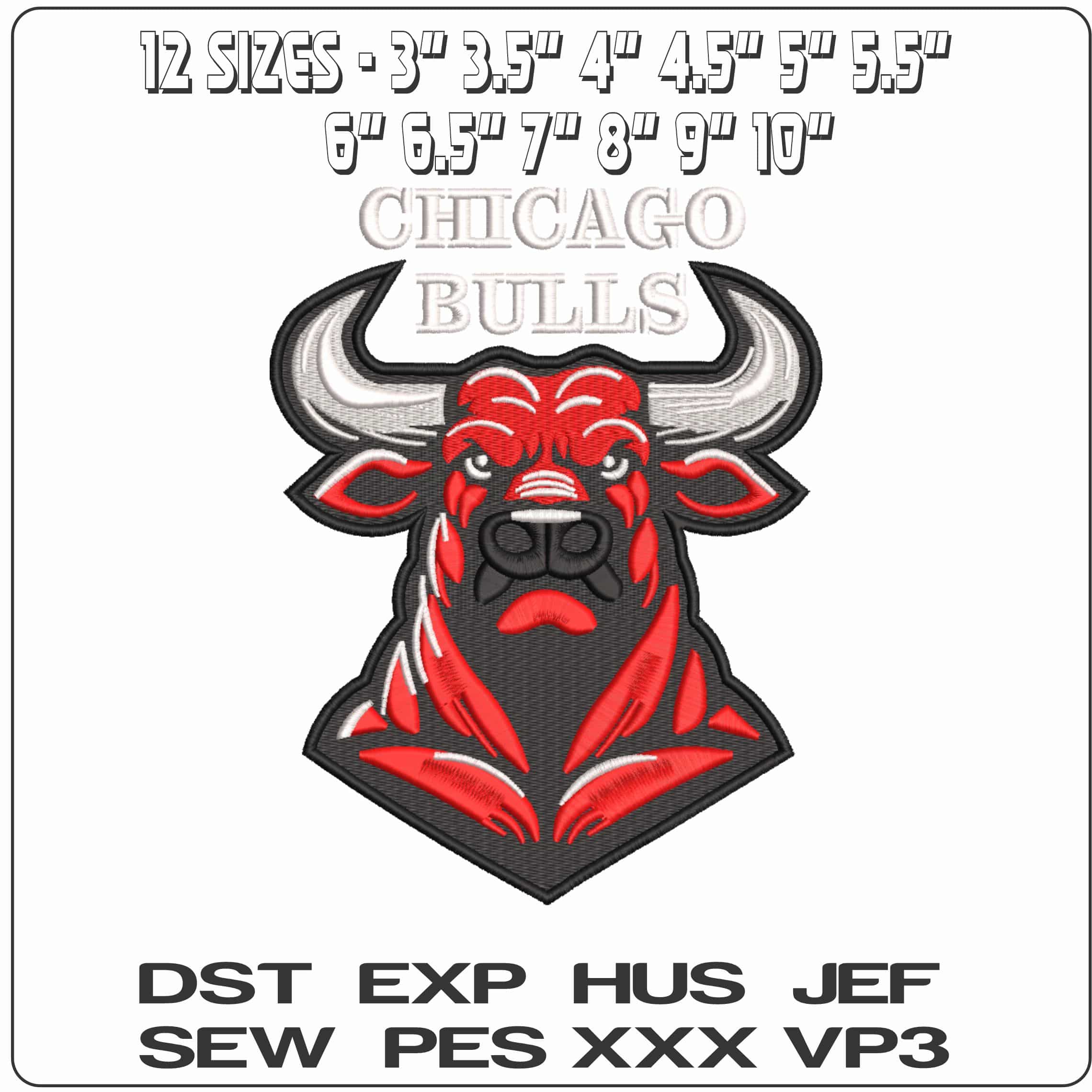 Chicago Bulls Face    - Elegant embroidery design file-instant download — view 2