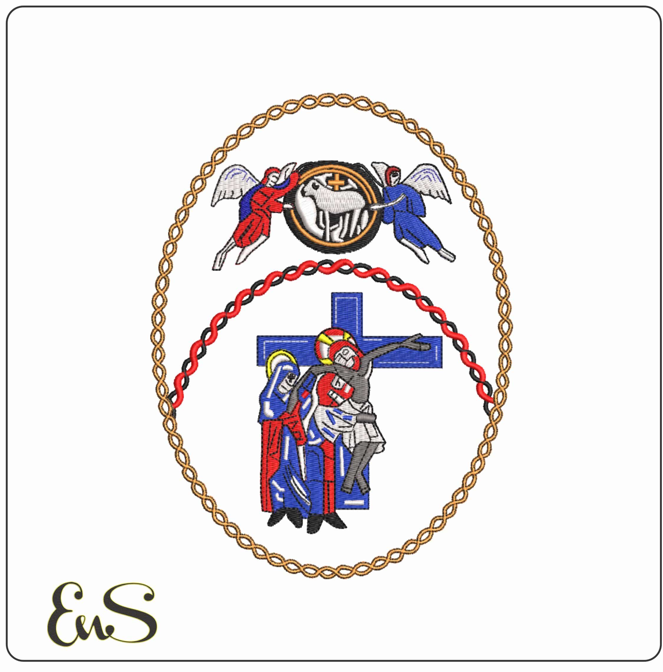 Christ on Cross with Angels    - Elegant embroidery design file-instant download