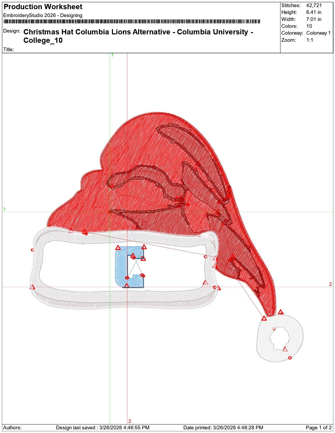 Christmas Hat Columbia Lions Alternative Columbia University    - Elegant embroidery design file-instant download — view 3