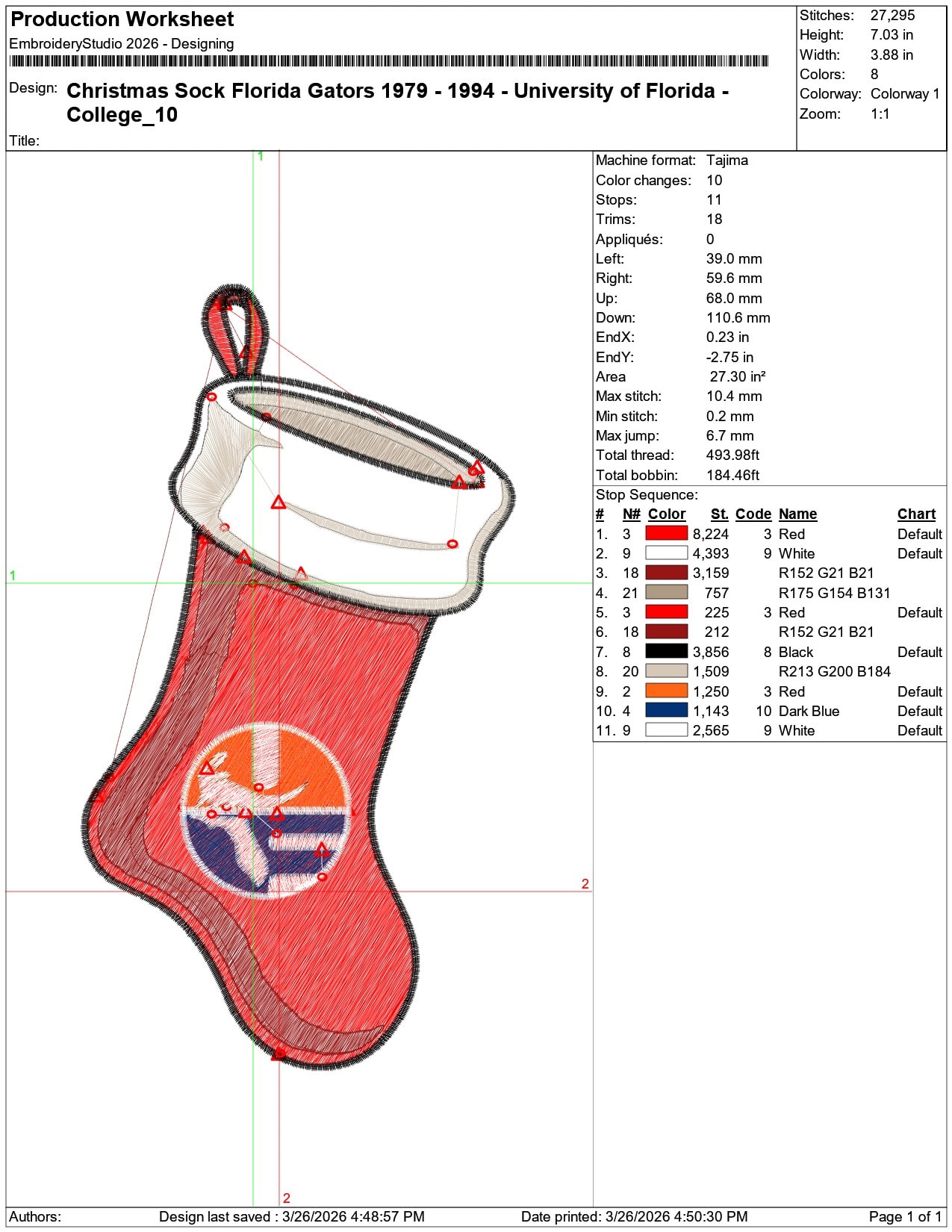 Christmas Sock Florida Gators 1979 1994 University    - Elegant embroidery design file-instant download — view 3