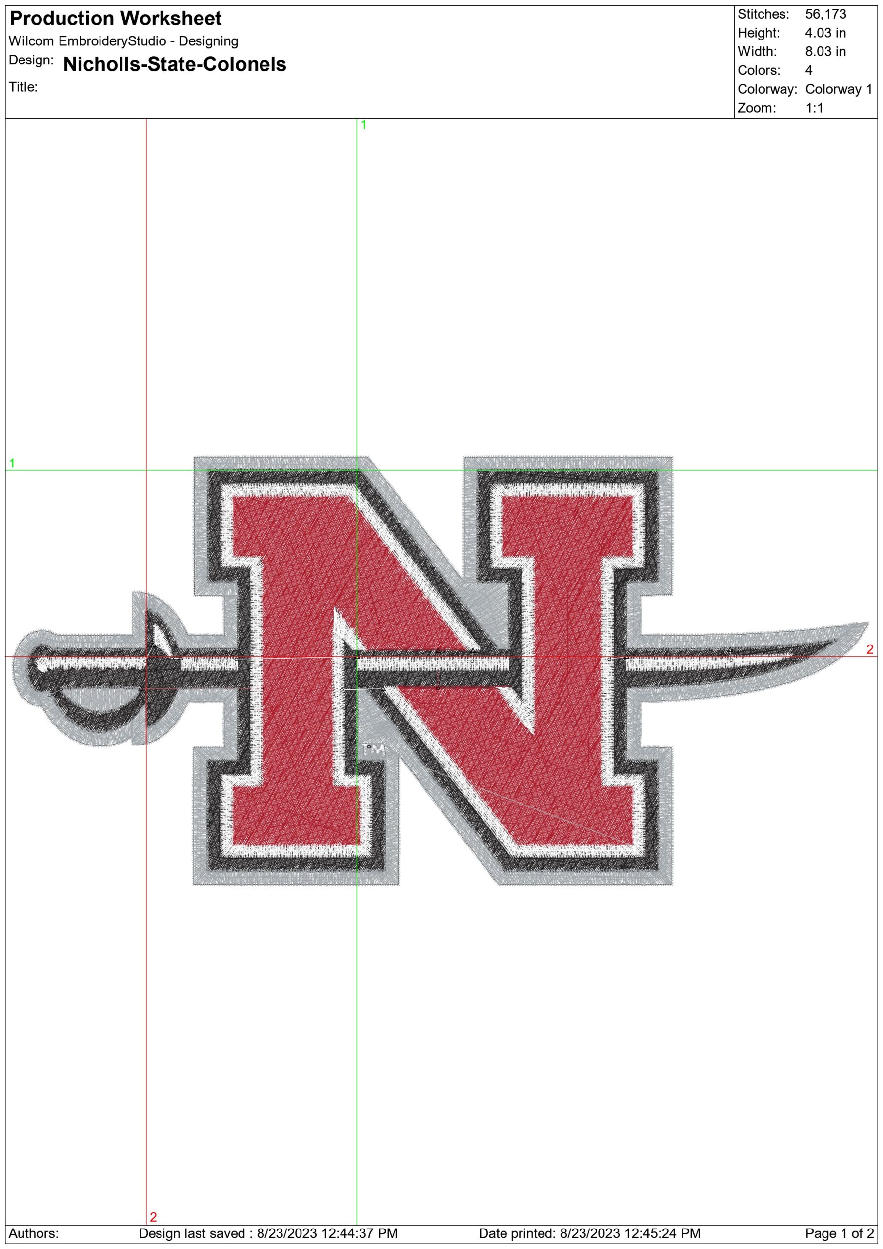 Nicholls State University embroidery design - Nicholls  State University embroidery machine pattern embroidery file - instant download — view 3