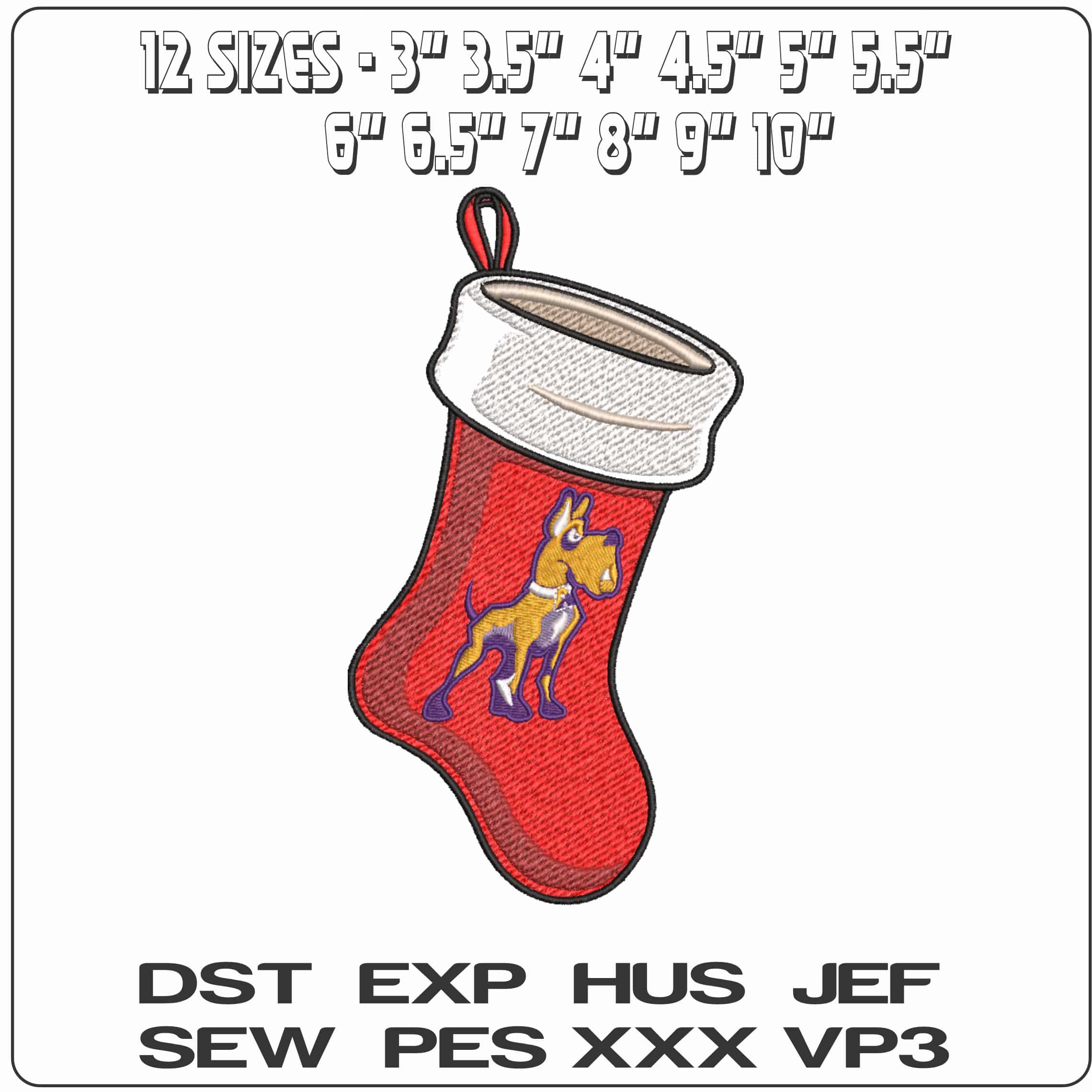 Christmas Stocking Albany Great Danes dog 2002 to 2013     - Elegant embroidery design file-instant download — view 2