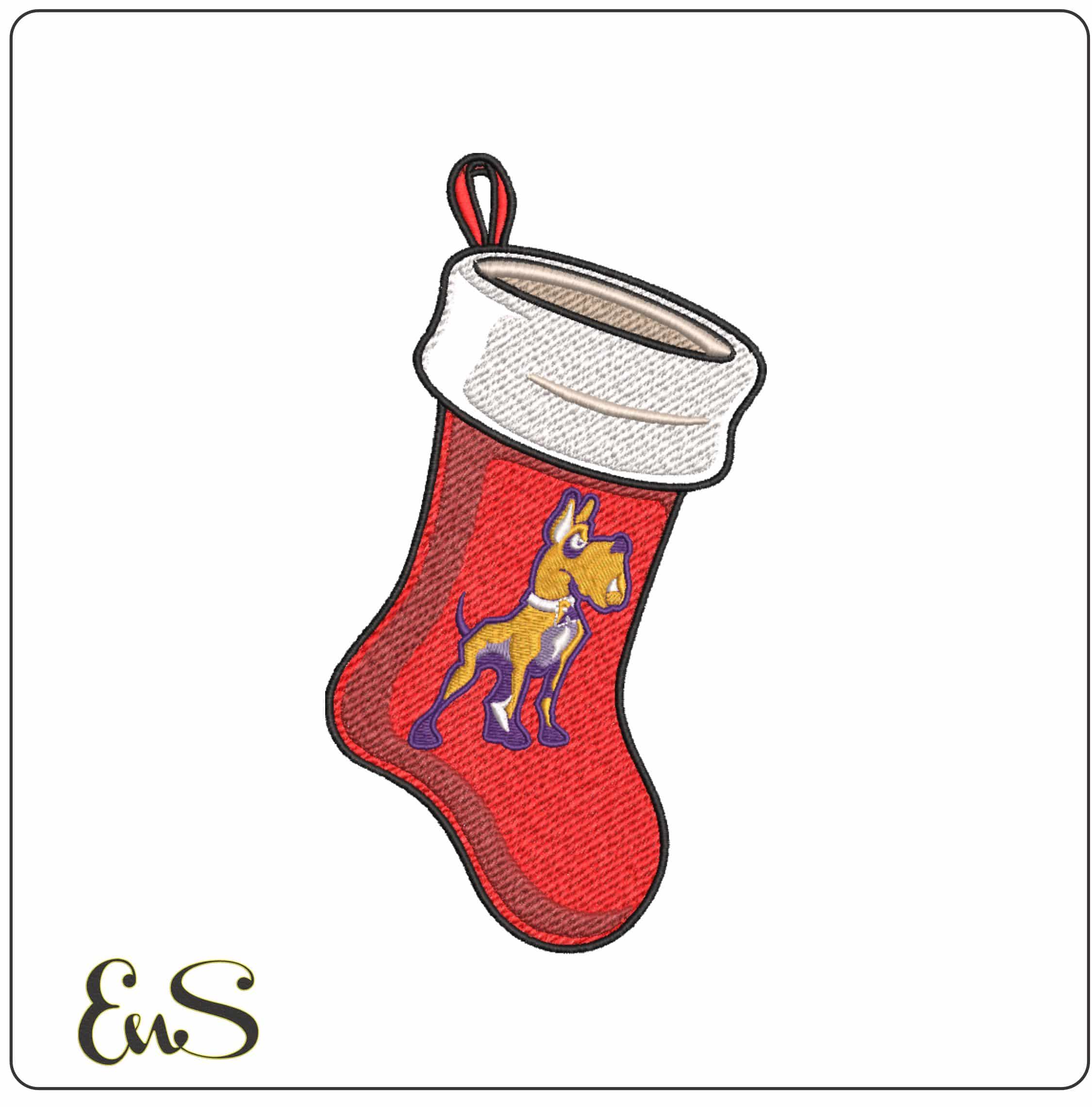 Christmas Stocking Albany Great Danes dog 2002 to 2013     - Elegant embroidery design file-instant download