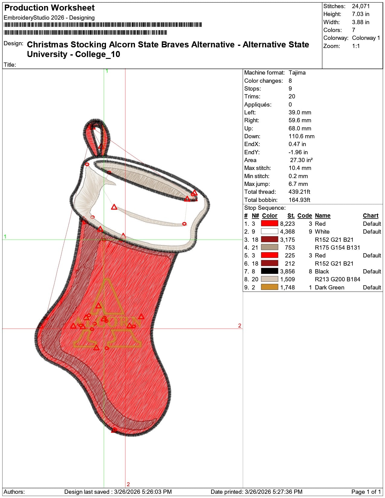 Christmas Stocking Alcorn State Braves Alternative  University     - Elegant embroidery design file-instant download — view 3