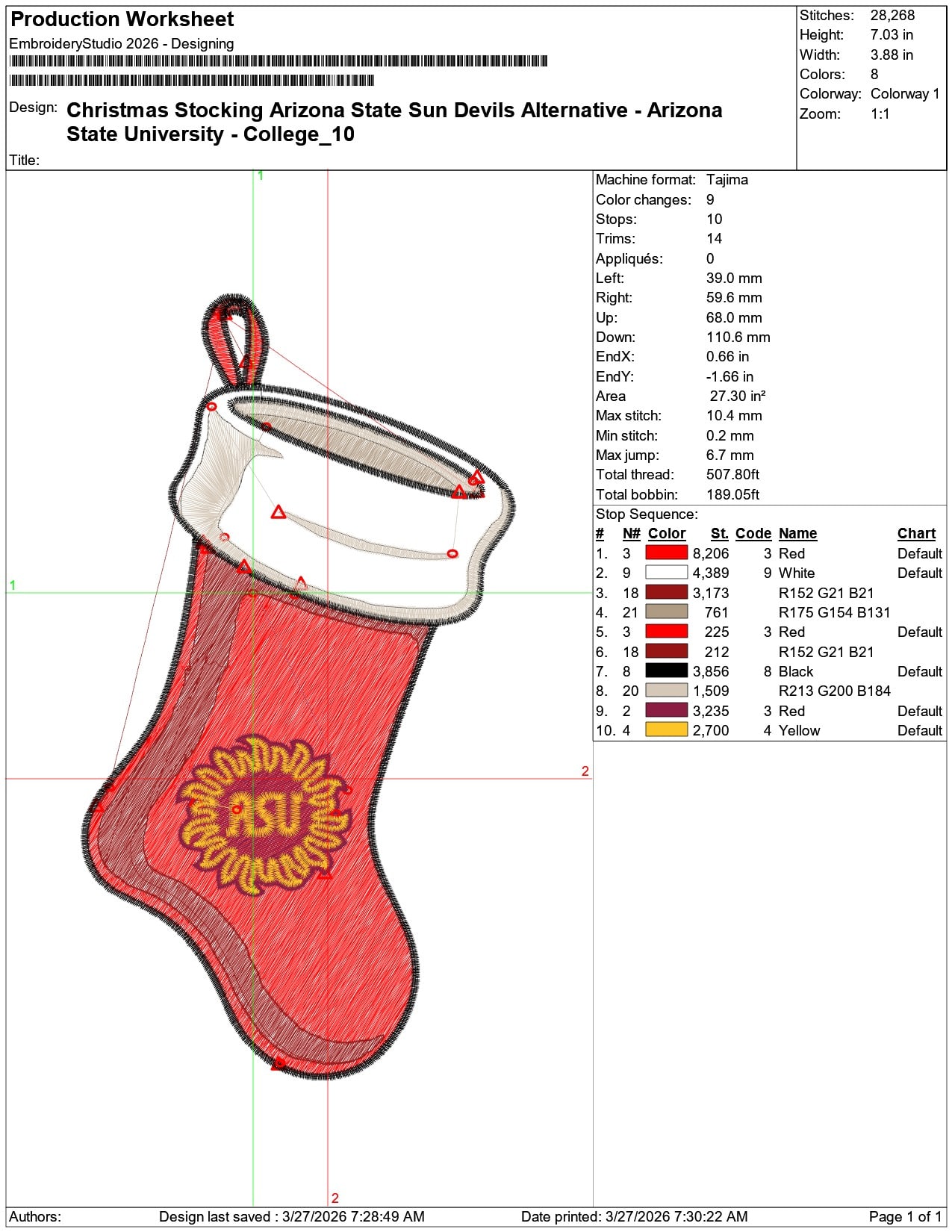 Christmas Stocking Arizona State Sun Devils Alternative  University     - Elegant embroidery design file-instant download — view 3