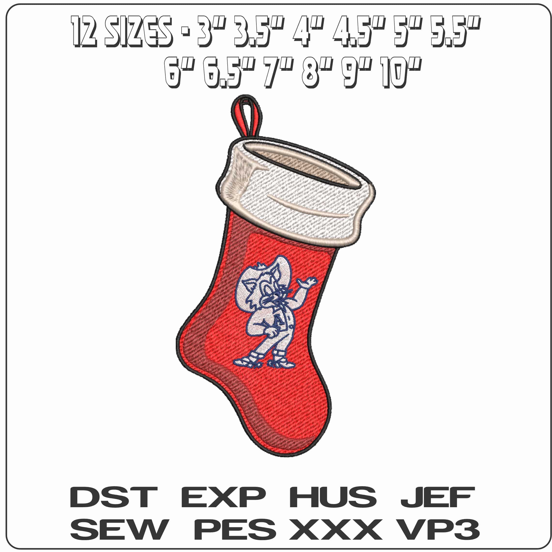 Christmas Stocking Arizona Wildcats 1950 College     - Elegant embroidery design file-instant download — view 2