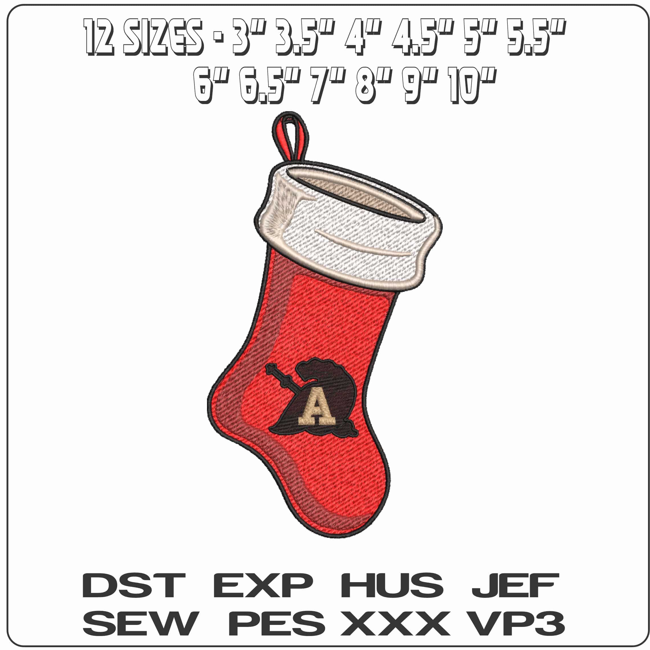 Christmas Stocking Army Black Knight Helmets US Military   - Elegant embroidery design file-instant download — view 2