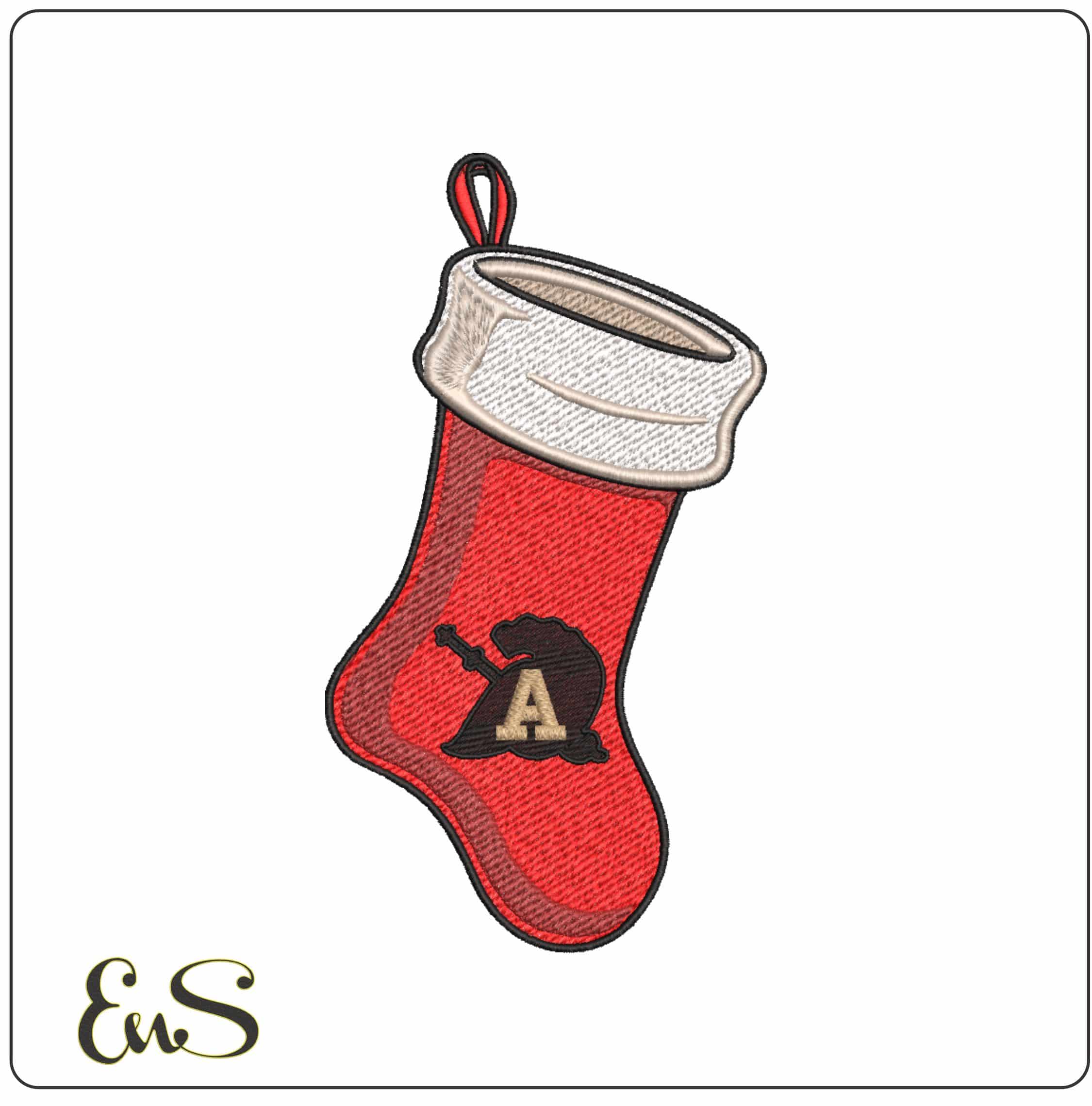 Christmas Stocking Army Black Knight Helmets US Military   - Elegant embroidery design file-instant download