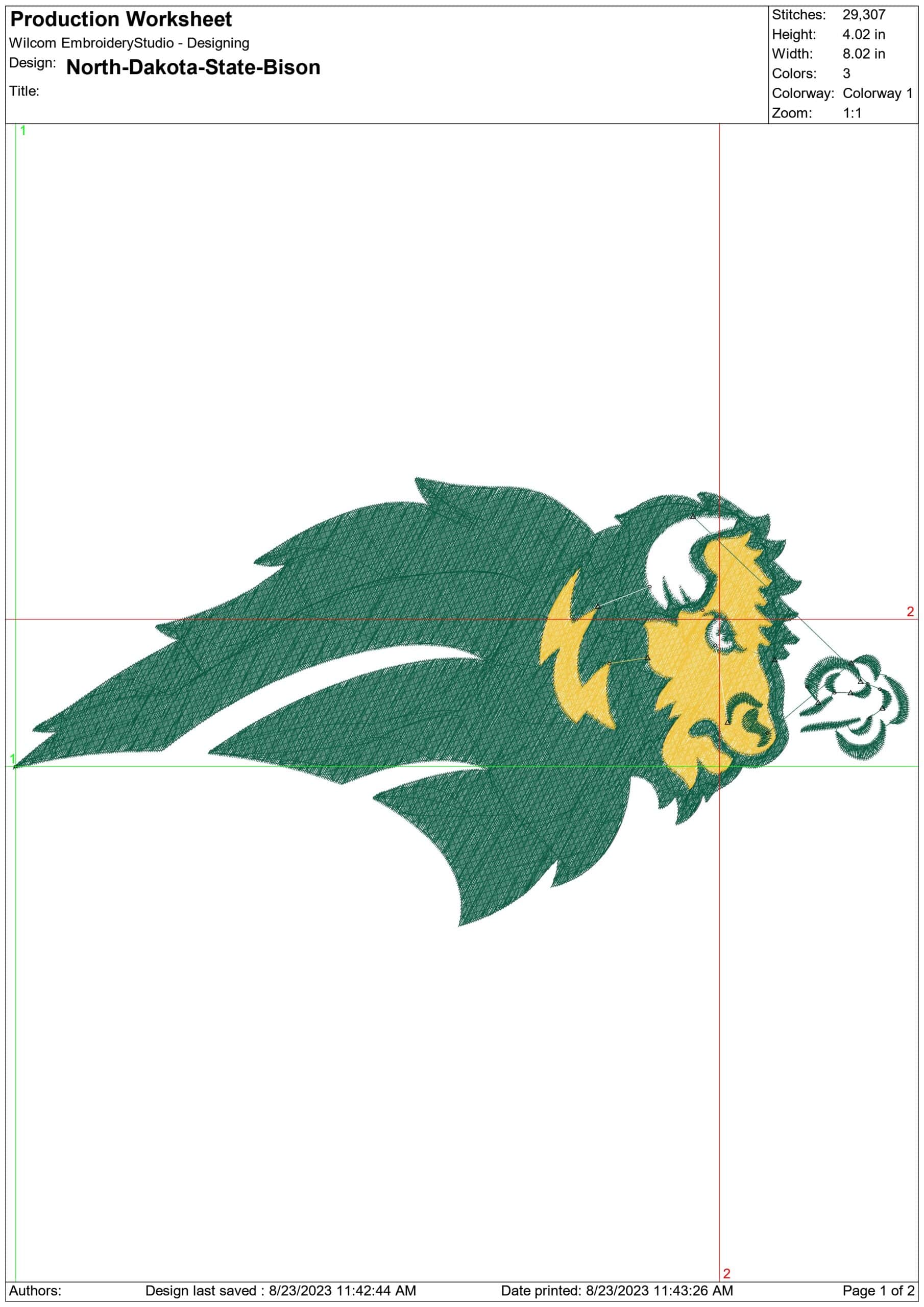 North Dakota State Bison embroidery design -North Dakota  State University men's Football NCAA  embroidery machine pattern embroidery file - instant download — view 2