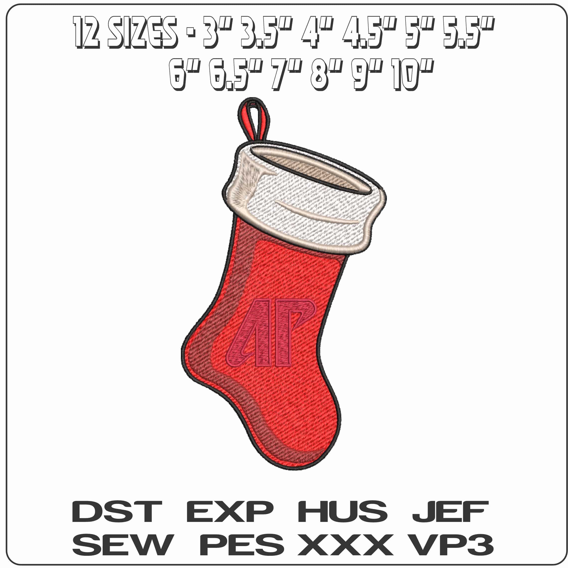 Christmas Stocking Austin Peay Governors 1974 2014  University   - Elegant embroidery design file-instant download — view 2