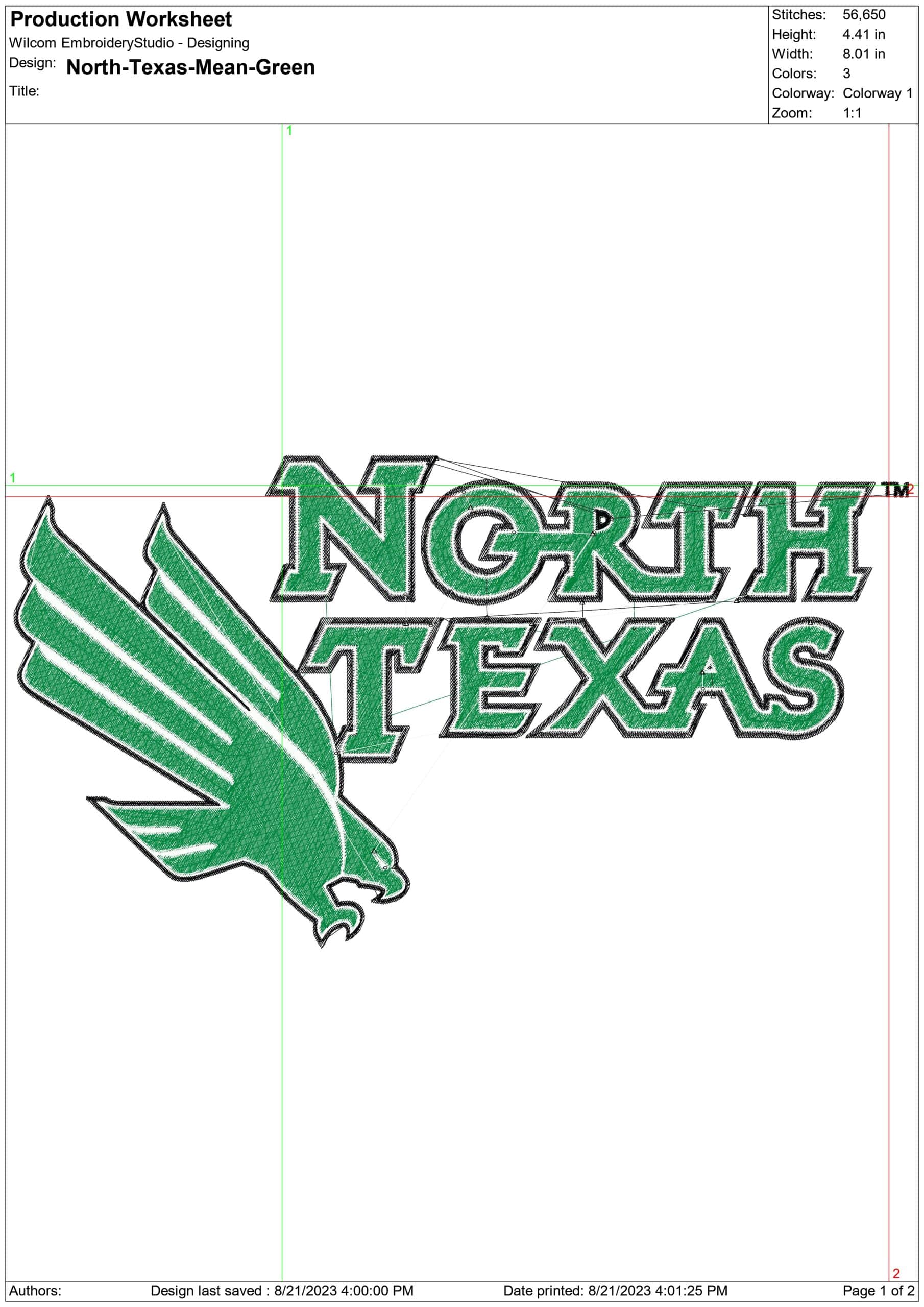 North Texas Mean Green State University embroidery design -North Texas Mean Green State University men's Football embroidery machine pattern embroidery file - instant download — view 2