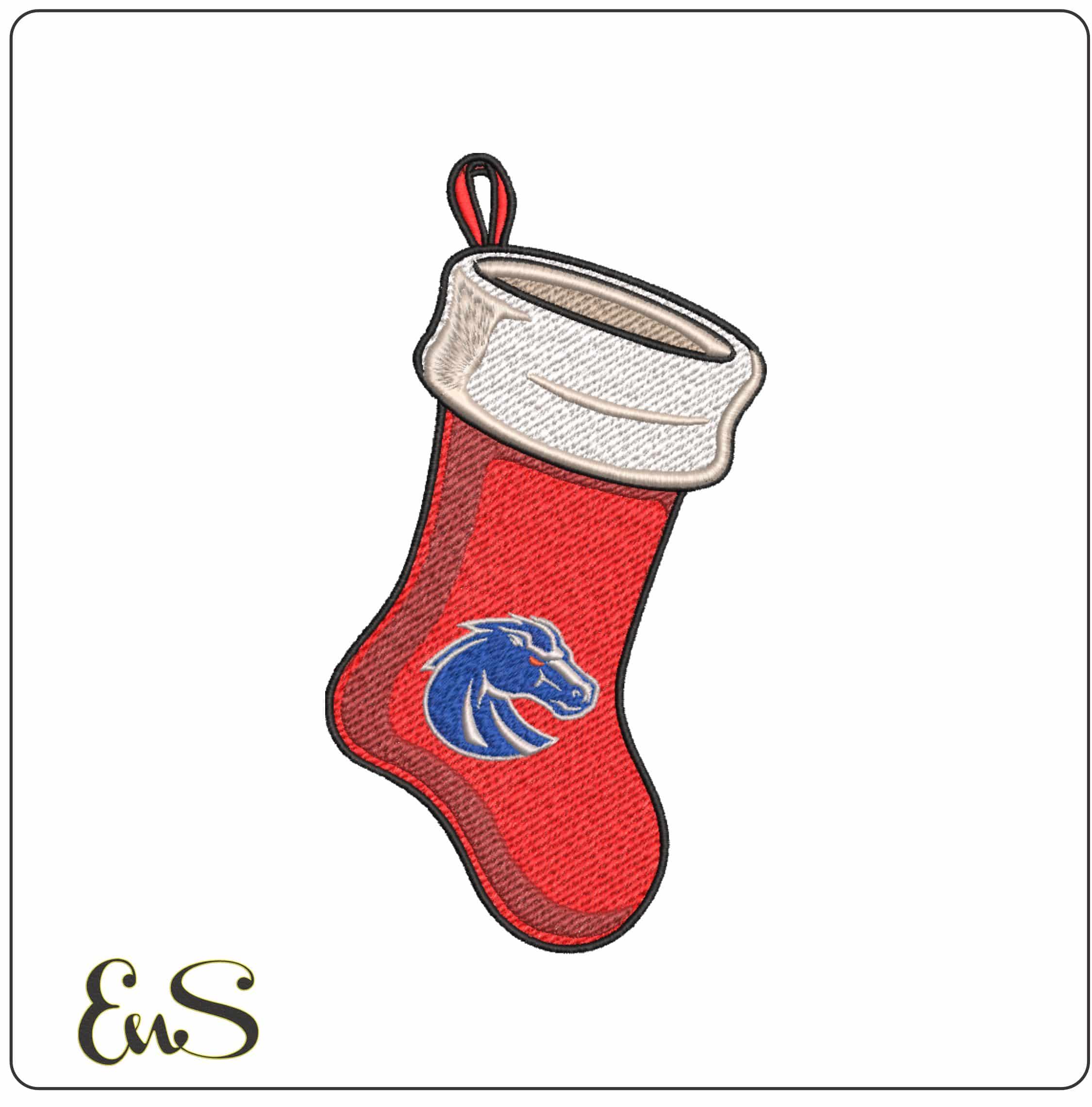 Christmas Stocking Boise State Broncos Alternative University   - Elegant embroidery design file-instant download