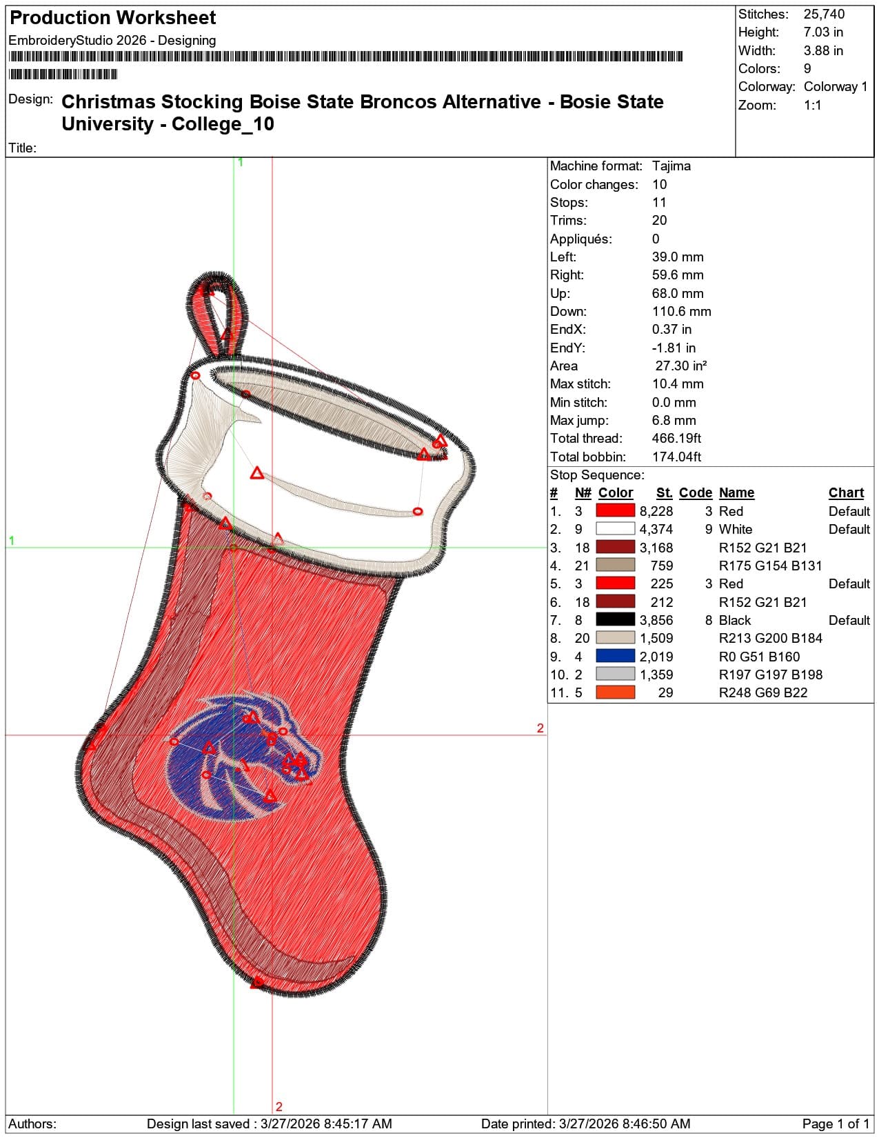Christmas Stocking Boise State Broncos Alternative University   - Elegant embroidery design file-instant download — view 3
