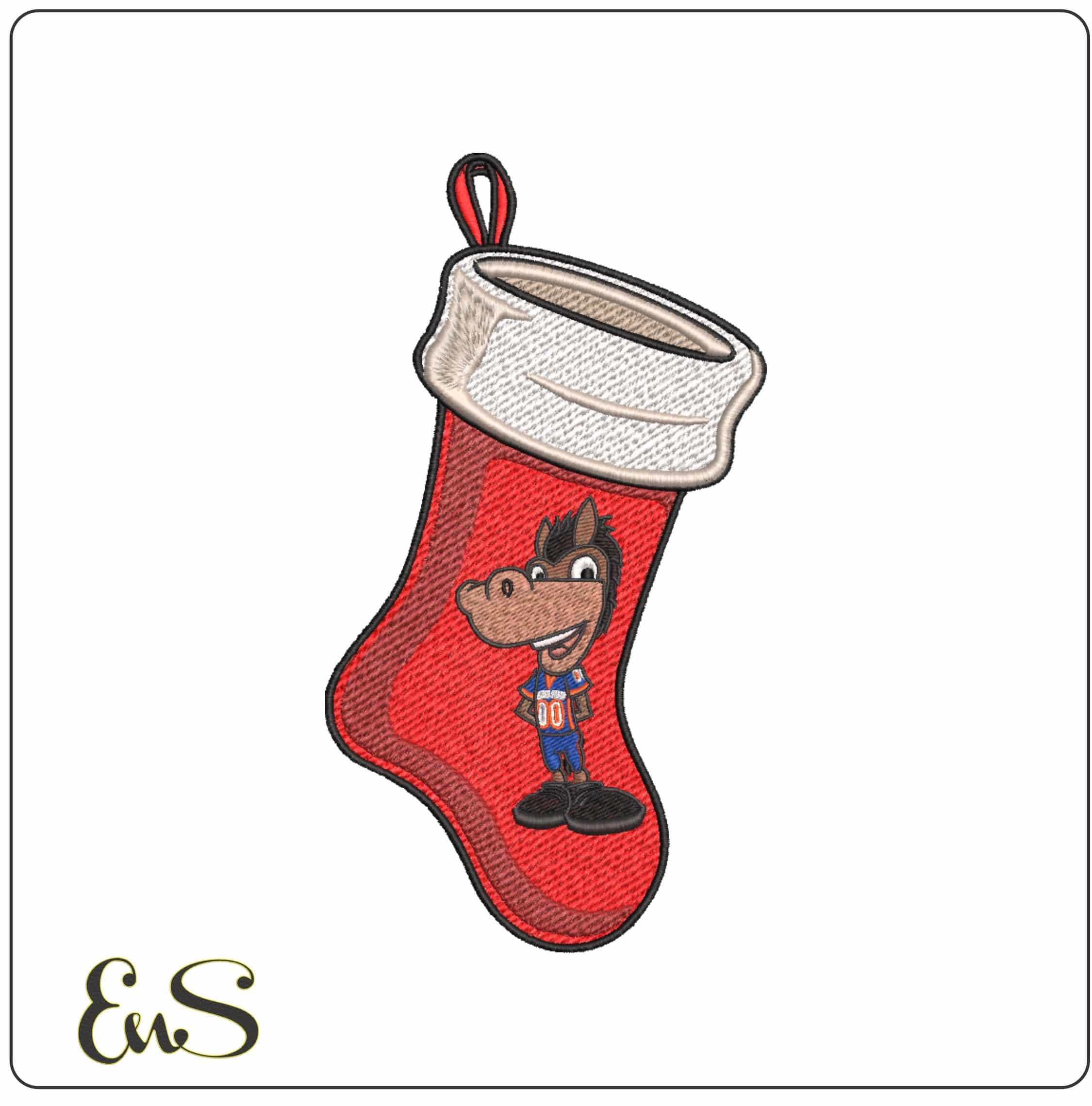 Christmas Stocking Boise State Broncos Mascot University   - Elegant embroidery design file-instant download