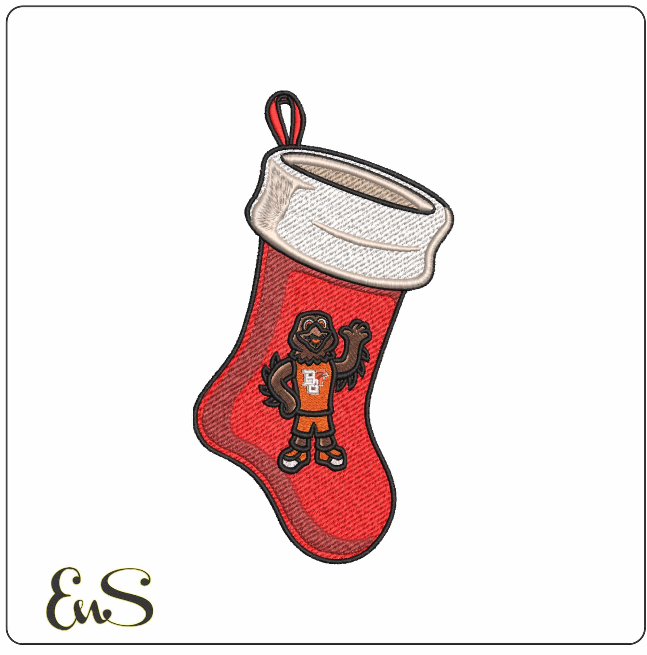Christmas Stocking Bowling Green Falcons Mascot State University   - Elegant embroidery design file-instant download