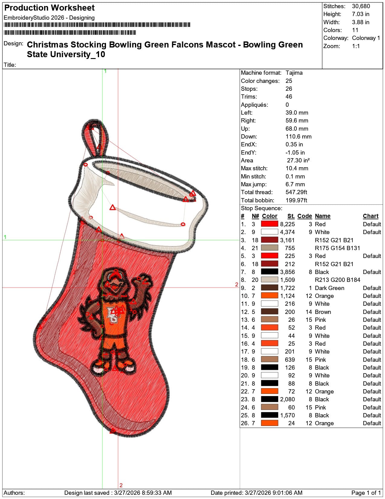 Christmas Stocking Bowling Green Falcons Mascot State University   - Elegant embroidery design file-instant download — view 3