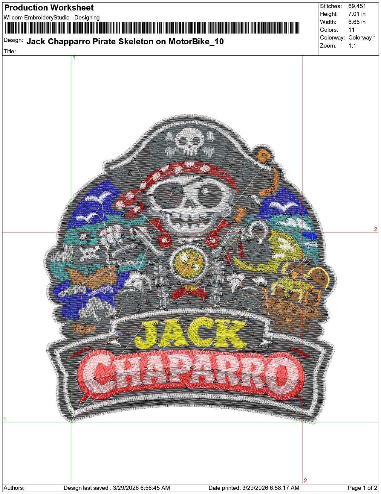 Jack Chapparro Pirate Skeleton on MotorBike    - Elegant embroidery design file-instant download — view 3