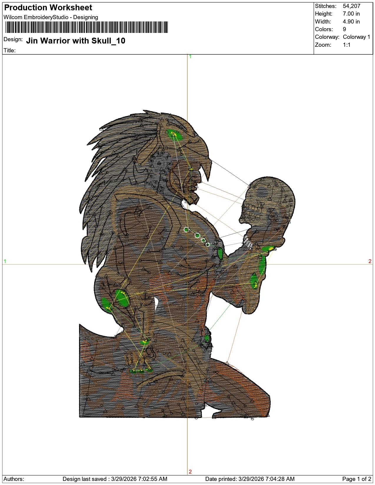 Jin Warrior with Skull    - Elegant embroidery design file-instant download — view 3