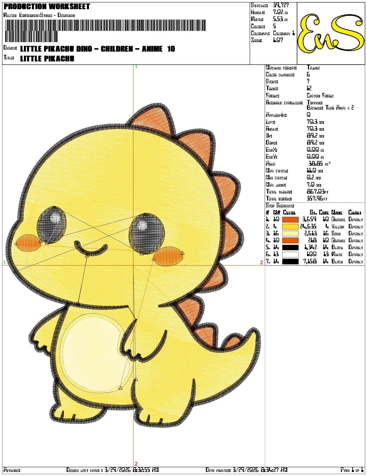 Little Pikachu Dino Children Anime    - Elegant embroidery design file-instant download — view 3